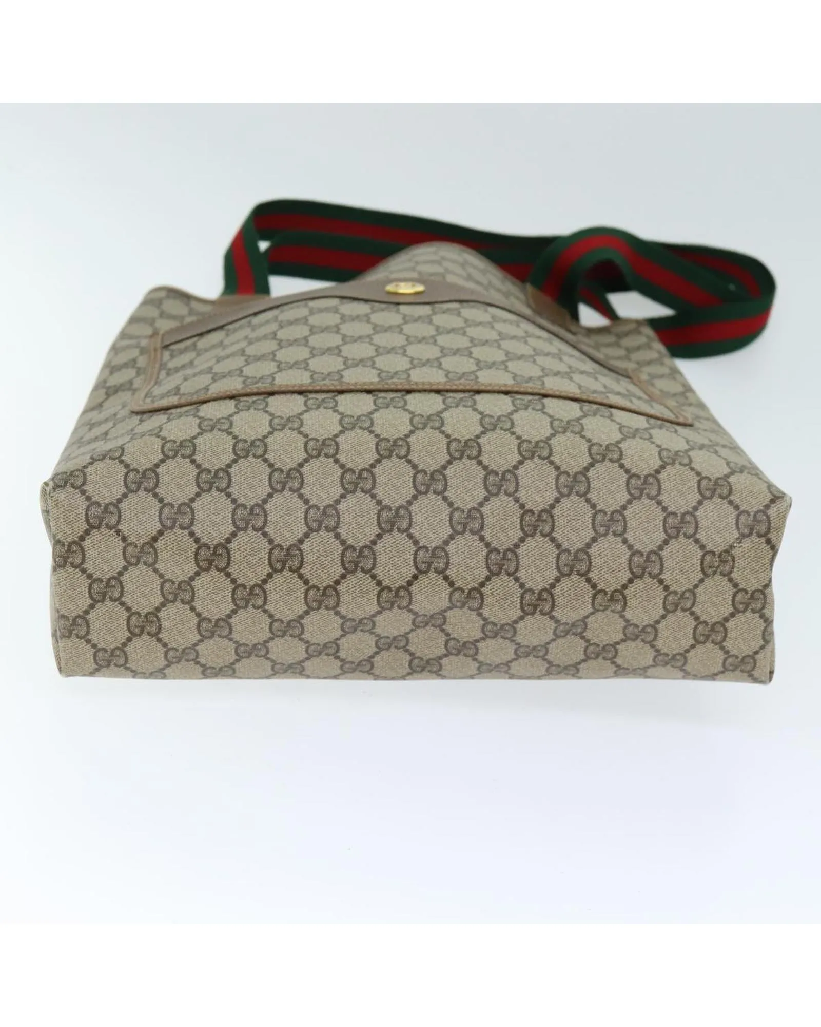 GG Supreme Web Tote Bag in Beige and Red PVC Leather and GG Canvas