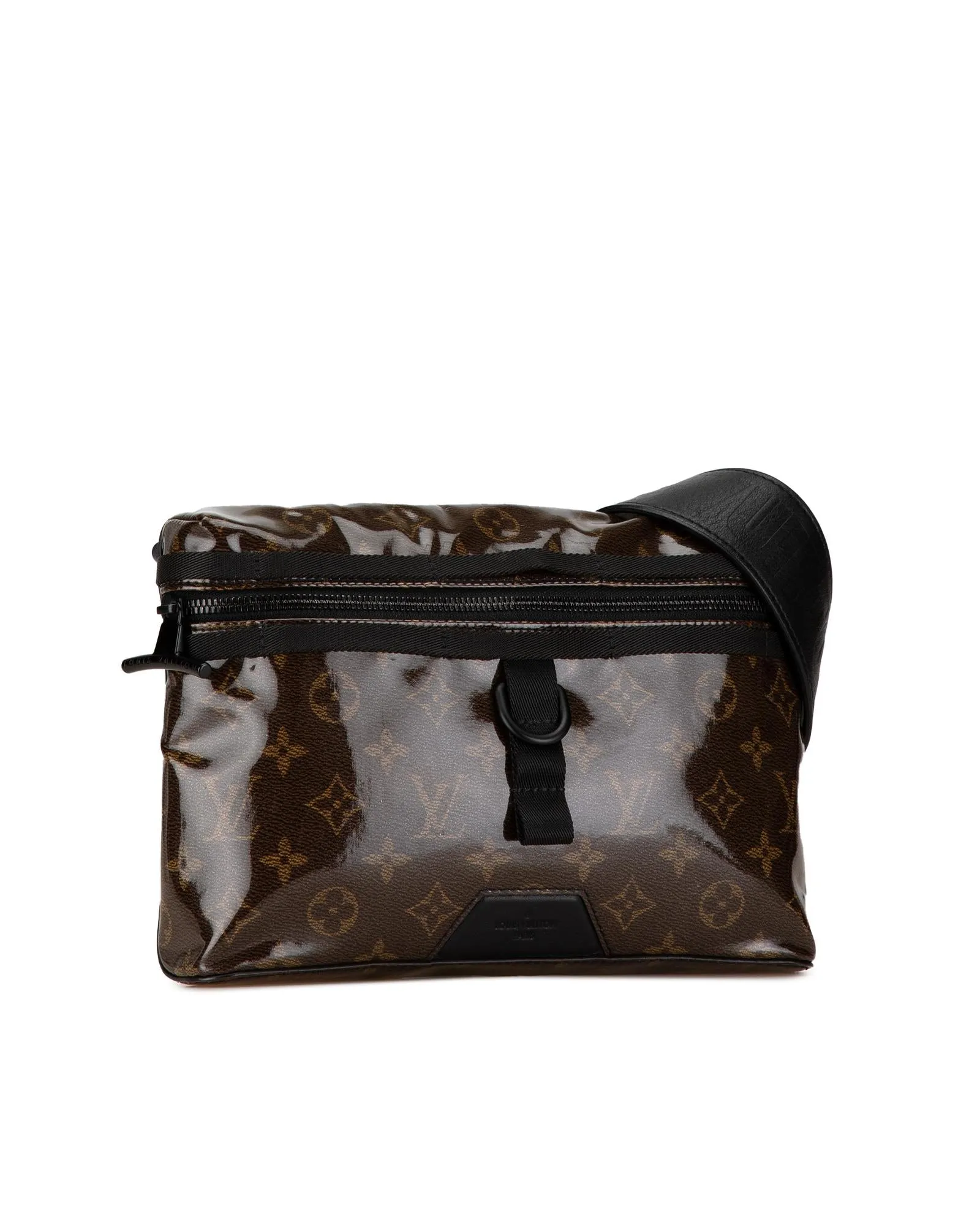 Glazed Monogram Crossbody Bag with Front Zip