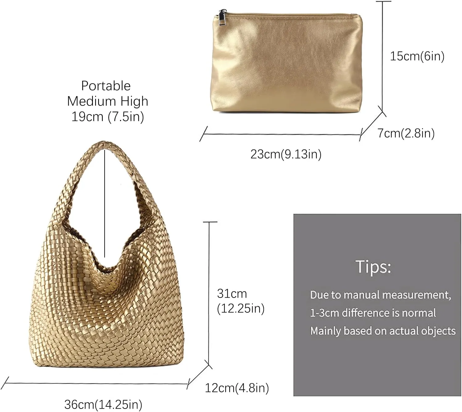 Hand Woven Tote for Women - Vegan Leather Handle Handbag, Travel Shoulder Bag, Hobo and Beach Bag With Purse