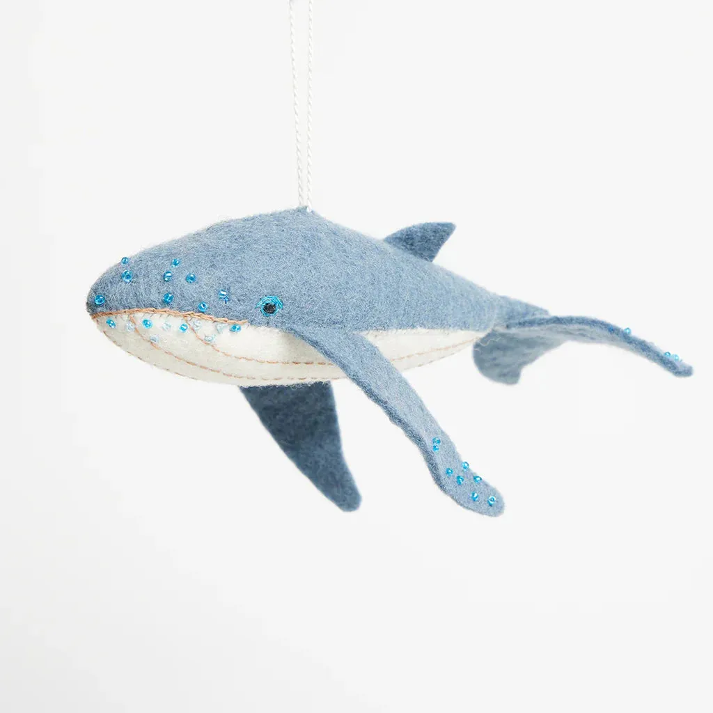 Happy Humpback Whale Felt Ornament 7"