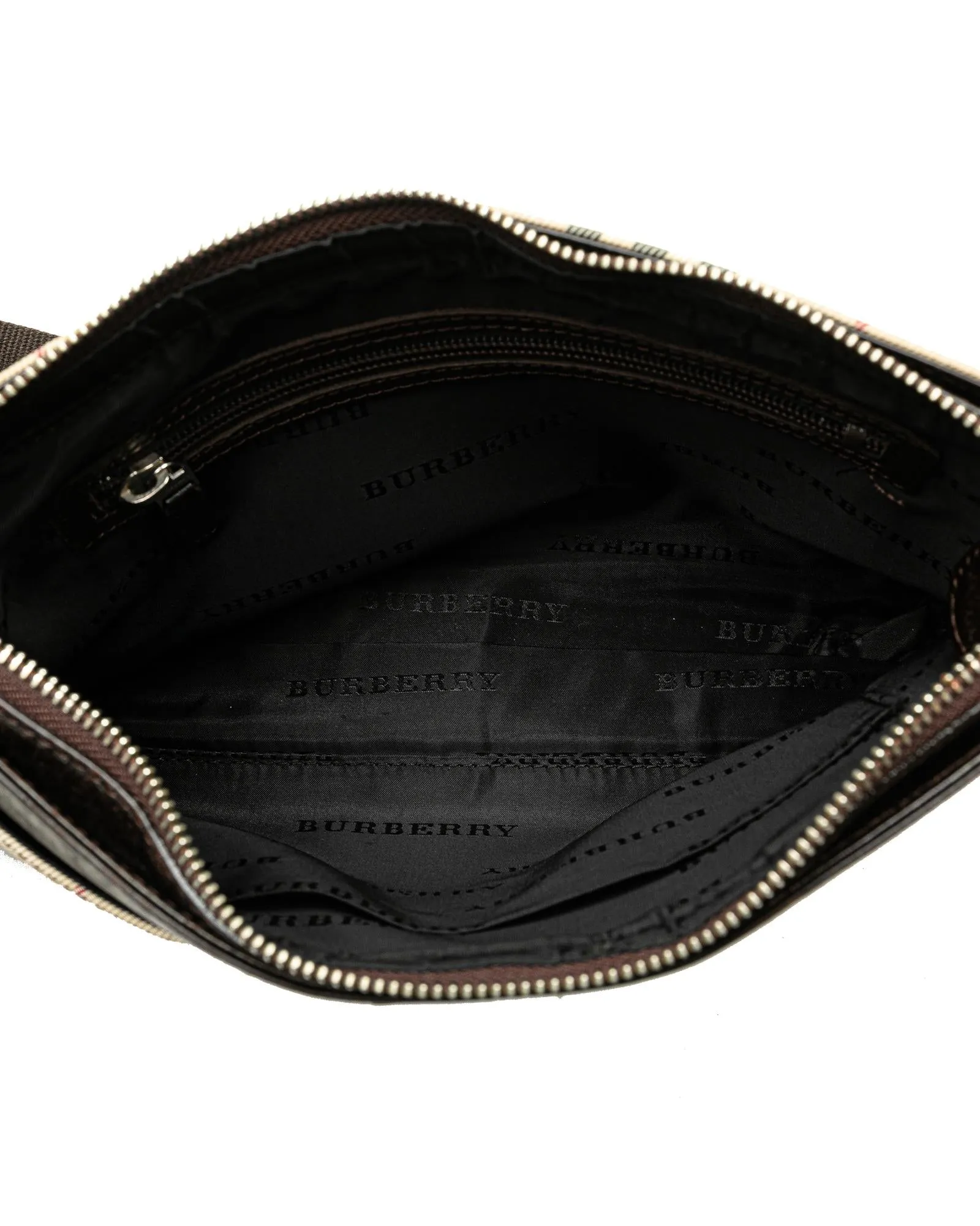 House Check Canvas Crossbody Bag with Leather Trim and Adjustable Strap