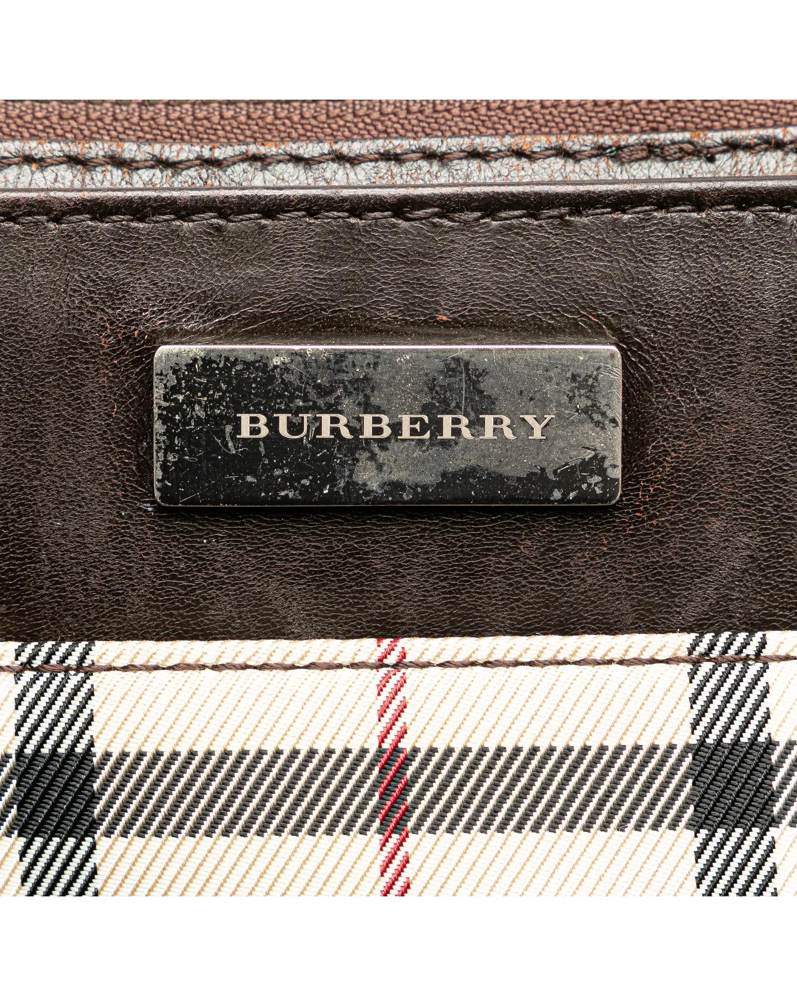 House Check Canvas Crossbody Bag with Leather Trim and Adjustable Strap