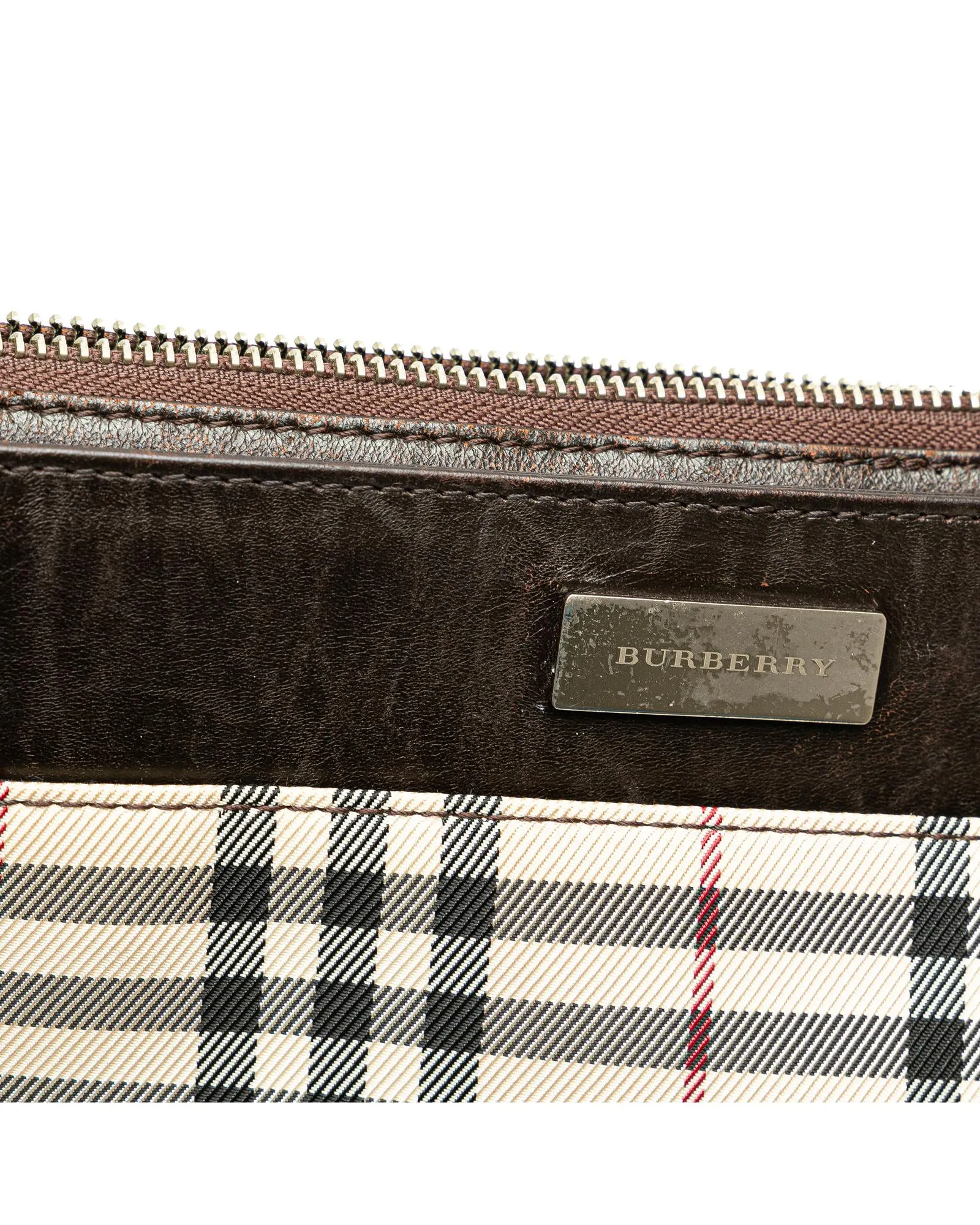 House Check Canvas Crossbody Bag with Leather Trim and Adjustable Strap