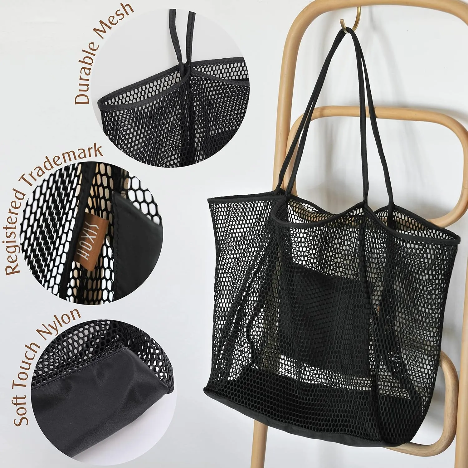 HOXIS Mesh Beach Tote Womens Shoulder Handbag