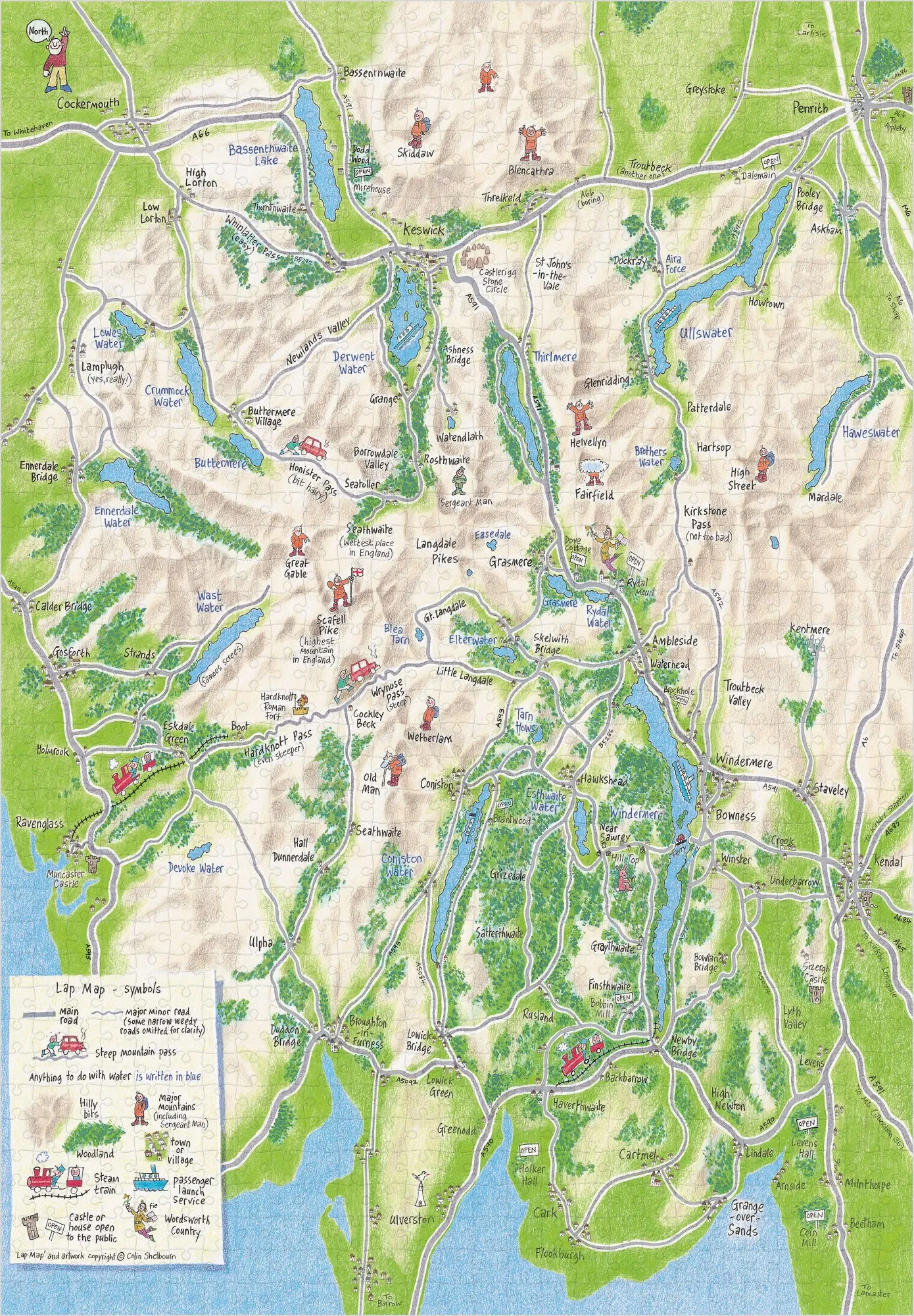 Lake District Lap Map 1,000 Piece Deluxe Jigsaw