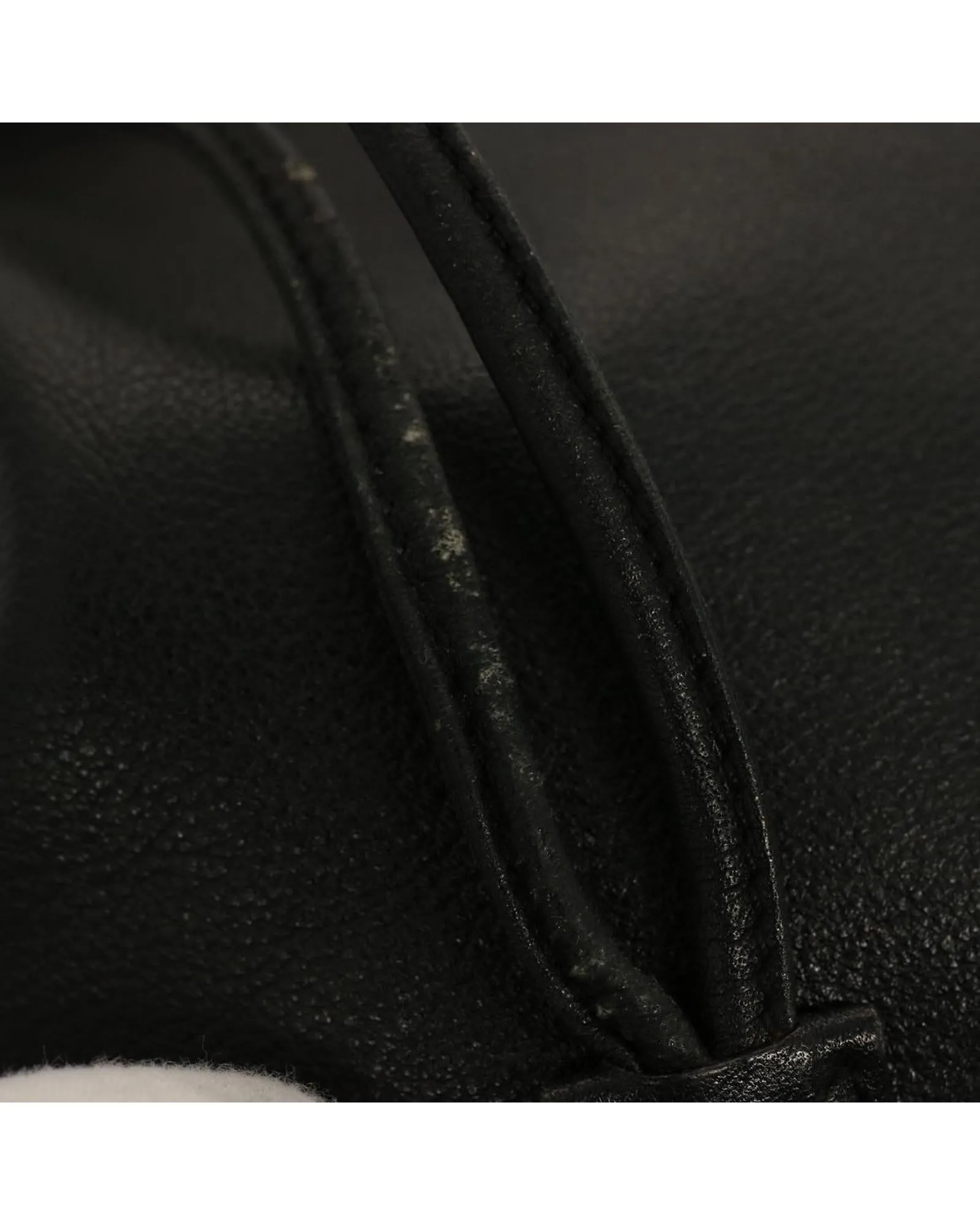Leather Bamboo Hand Bag with Shoulder Strap - Black