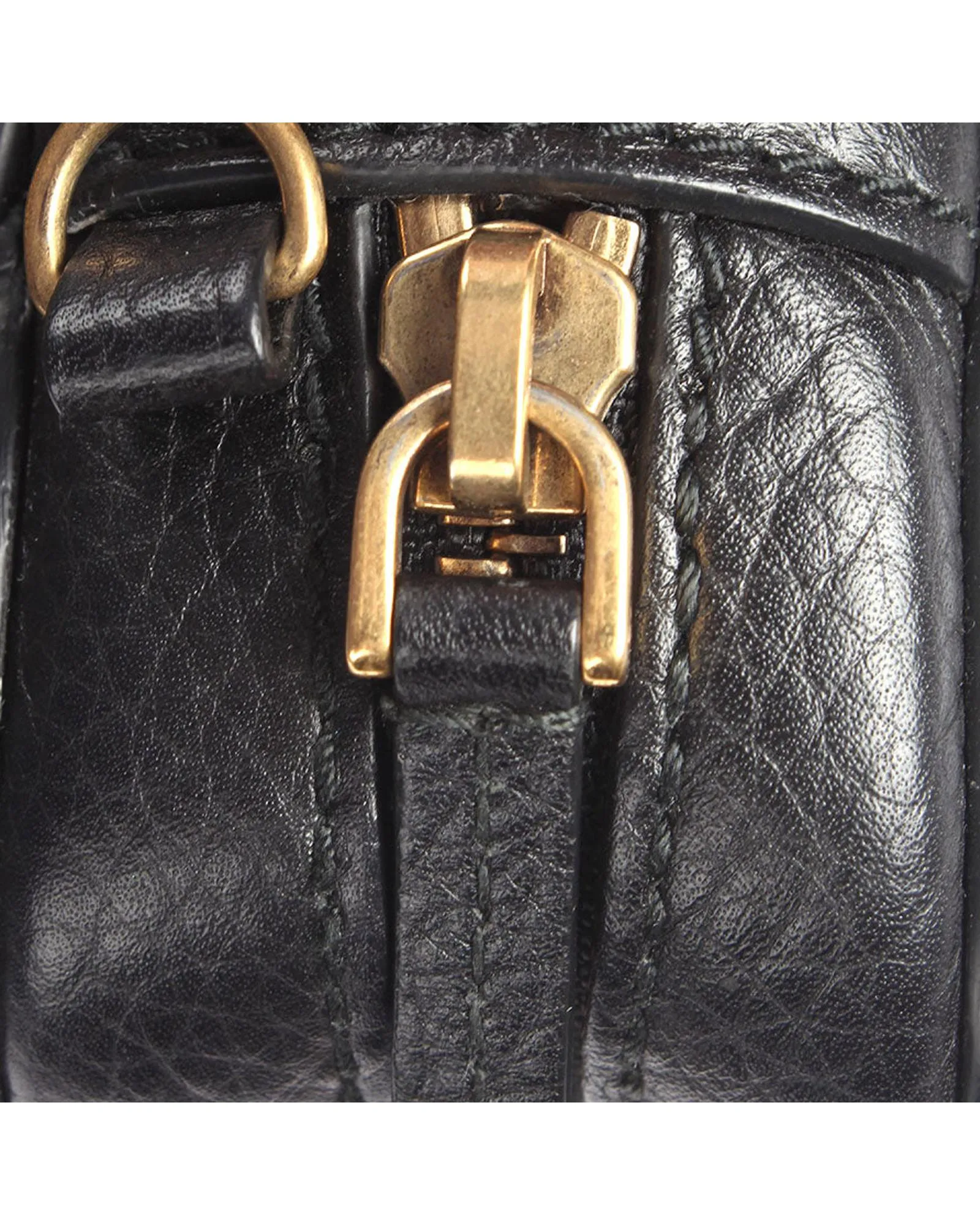 Leather Crossbody Bag with Gold-Tone Chain Strap