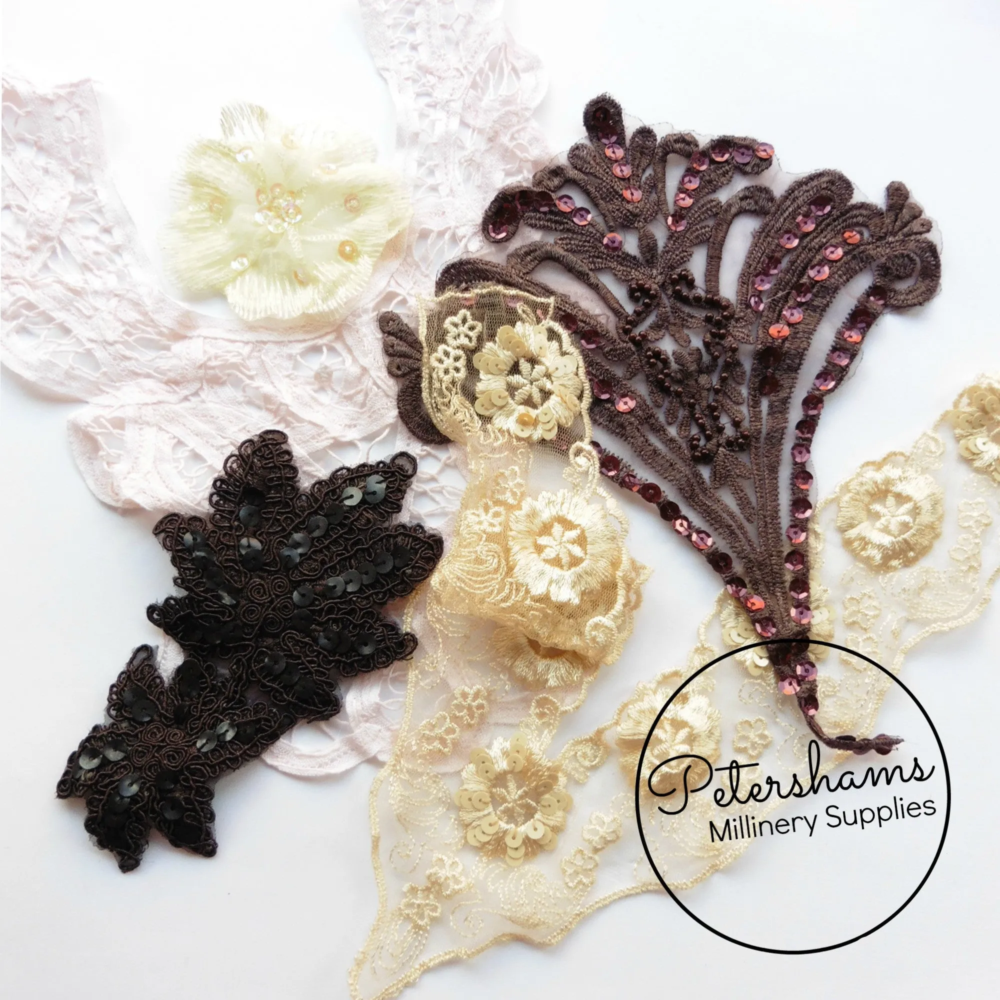 LUCKY DIP! 5 Assorted Beaded/Sequin/Lace/Embroidered Embellishment Motifs