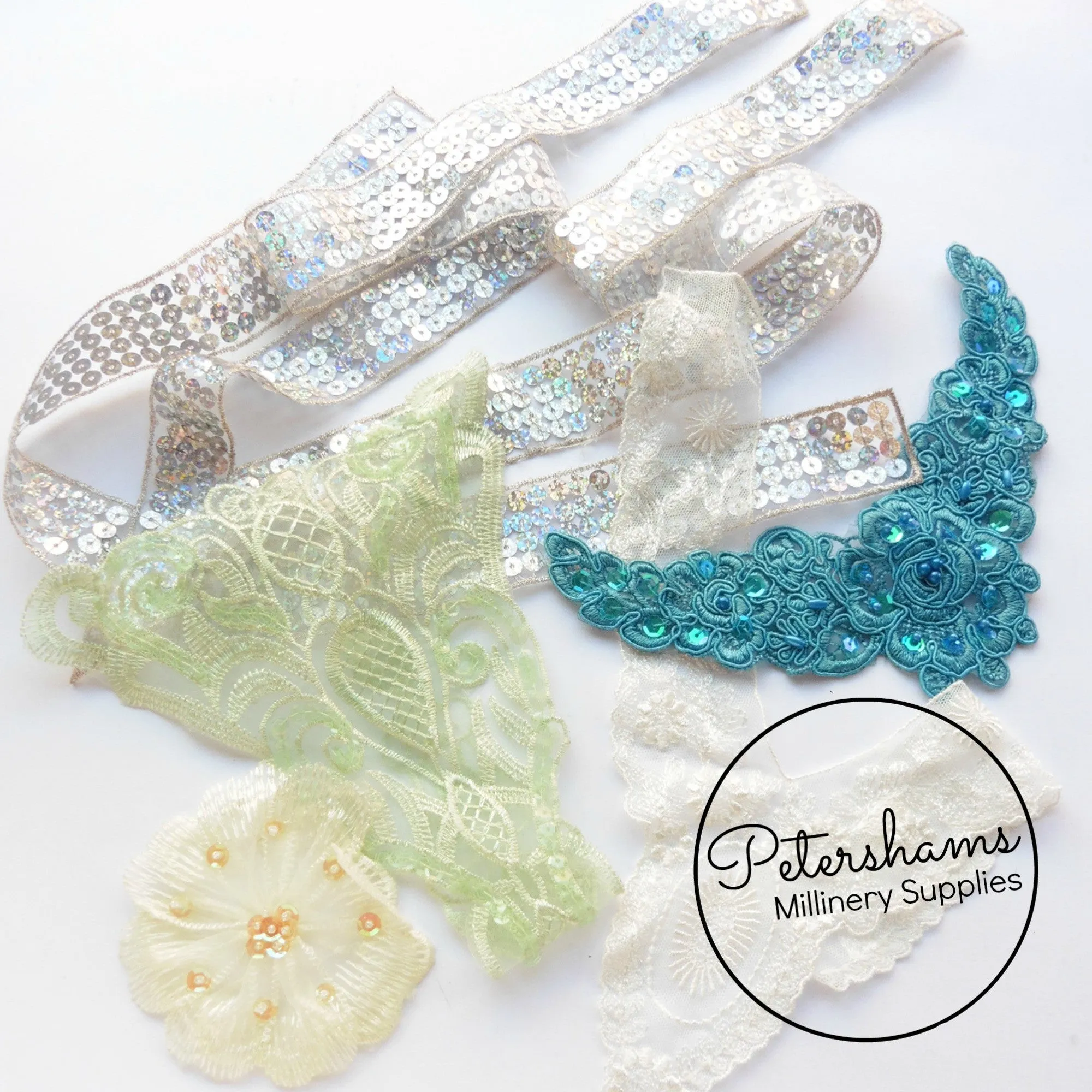 LUCKY DIP! 5 Assorted Beaded/Sequin/Lace/Embroidered Embellishment Motifs