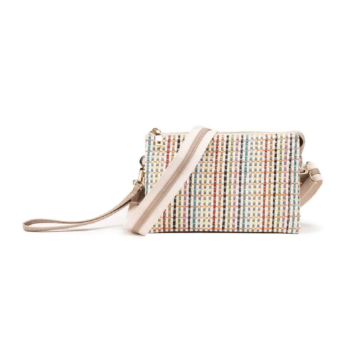 M2056WV Natural Woven Straw Wristlet/Crossbody w/ Guitar Strap