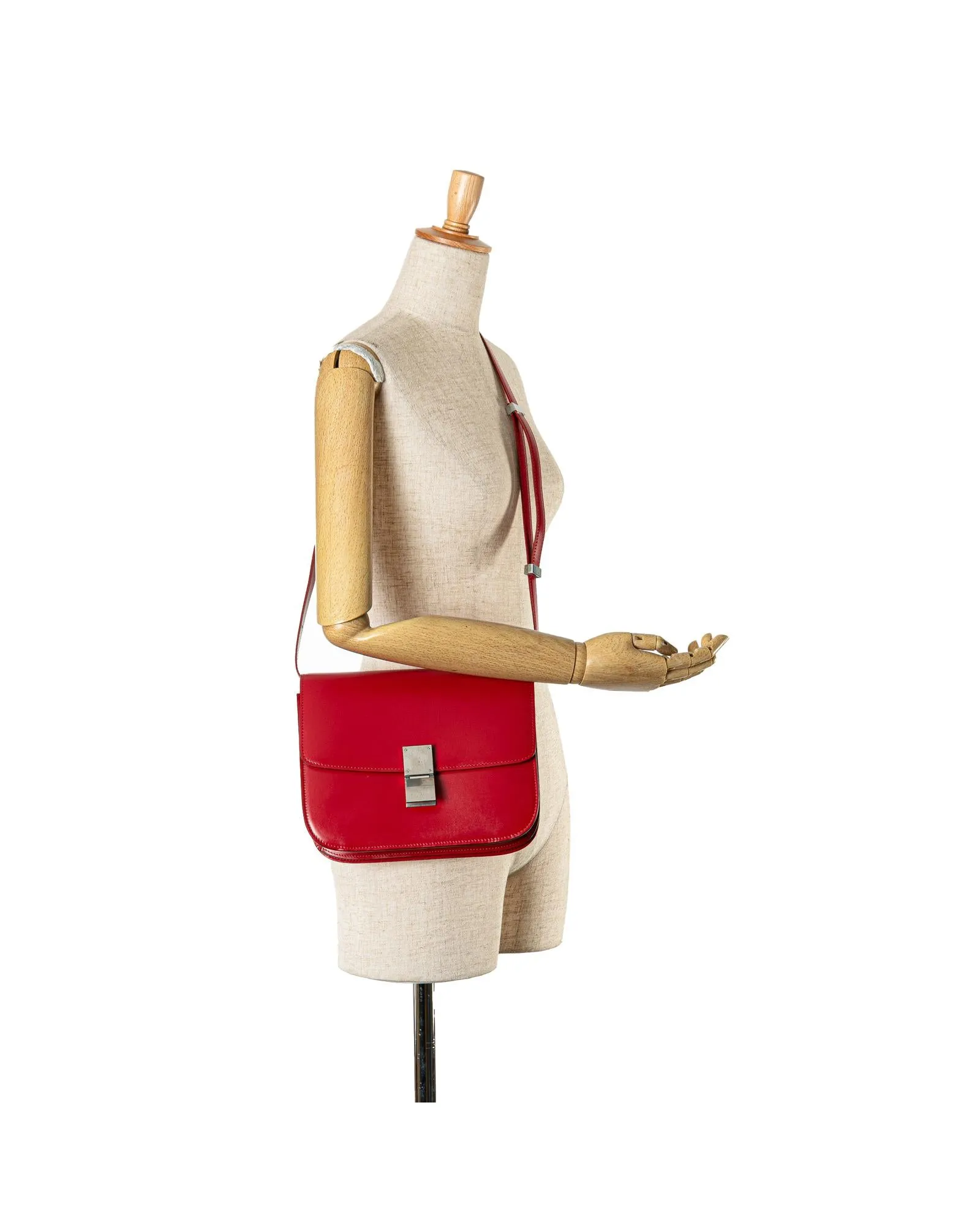 Medium Calfskin Classic Box Crossbody Bag with Adjustable Strap and Metal Clasp Closure