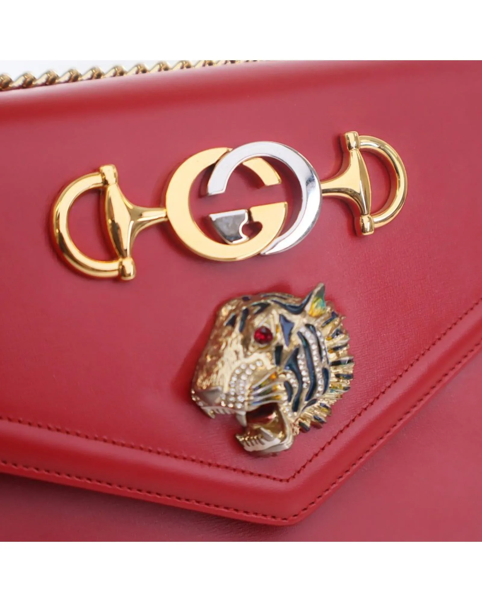 Medium Leather Crossbody Bag with Gold-Tone Chain Strap