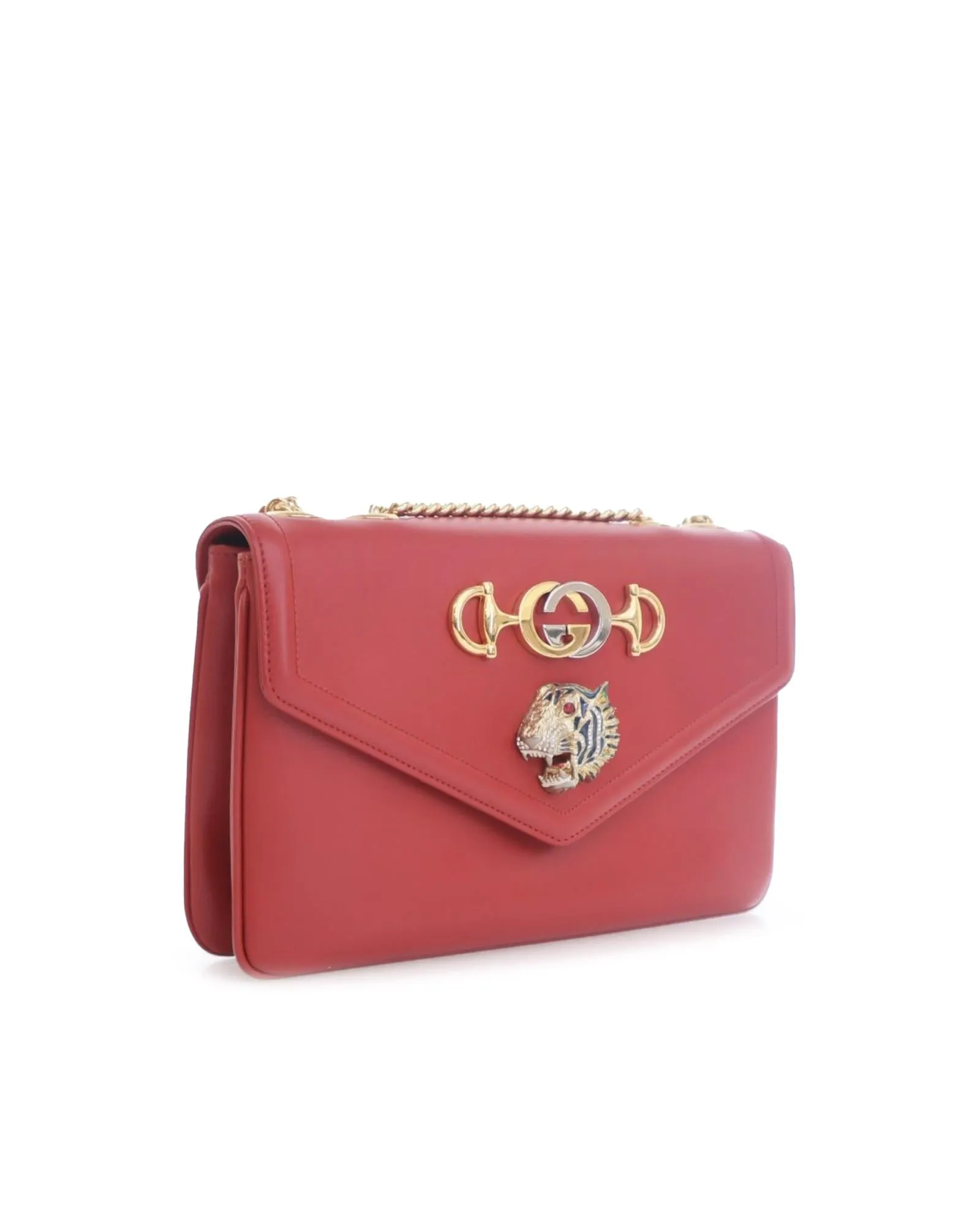 Medium Leather Crossbody Bag with Gold-Tone Chain Strap