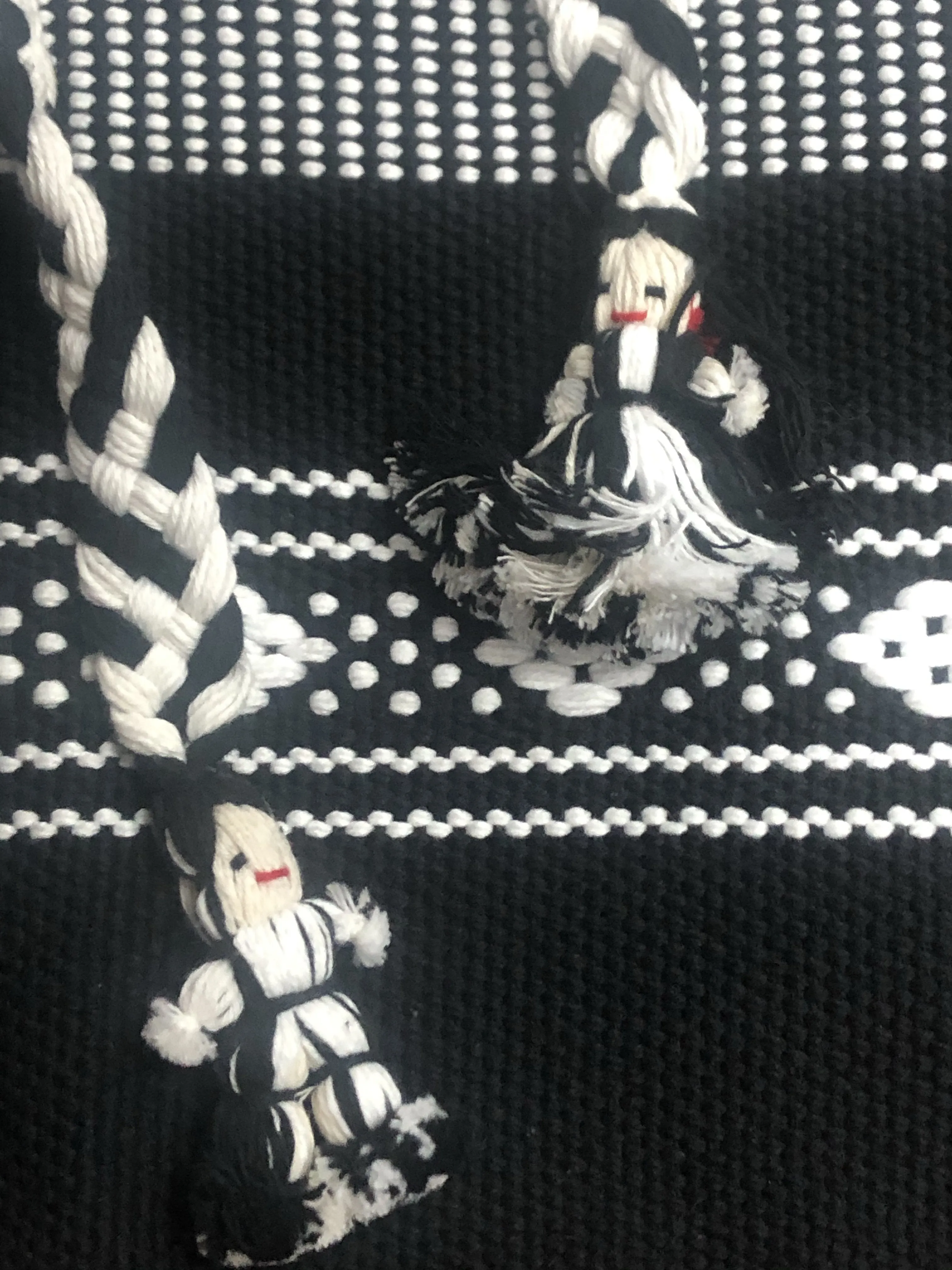 Mexican Handwoven Tote Bag with Doll Strings