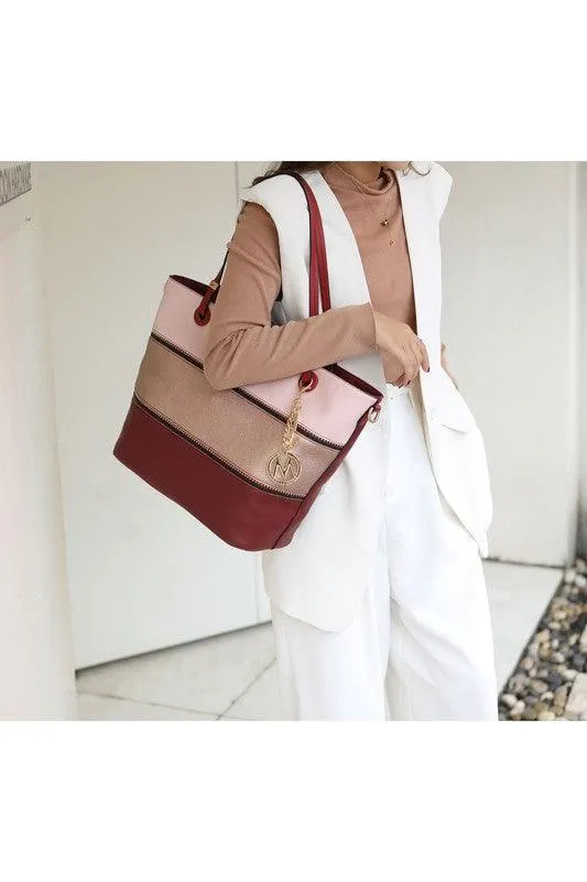 Mia K Vallie Color Block Tote bag
