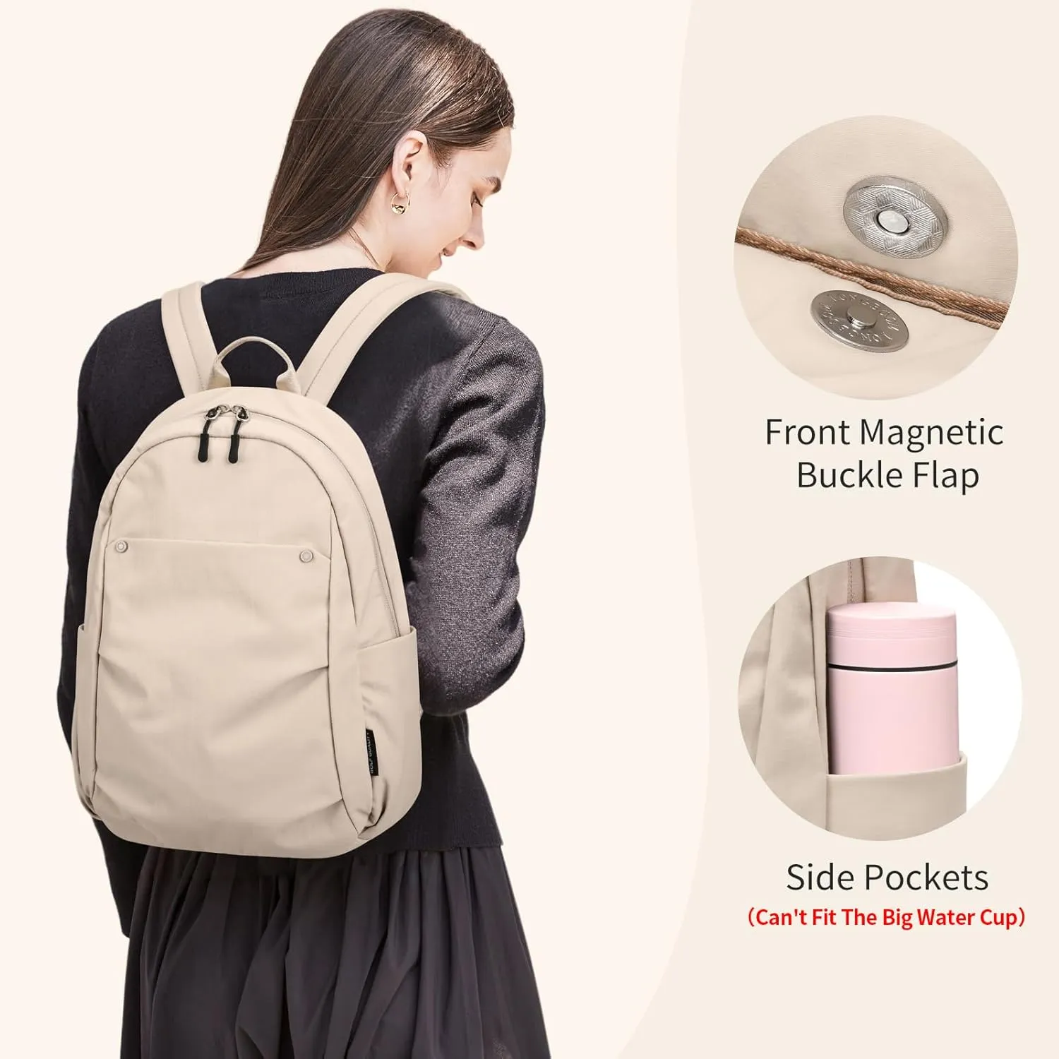 Mini Backpack for Women Fashion Small Backpack Purse Lightweight Daypack for Work Trave Daily,Apricot