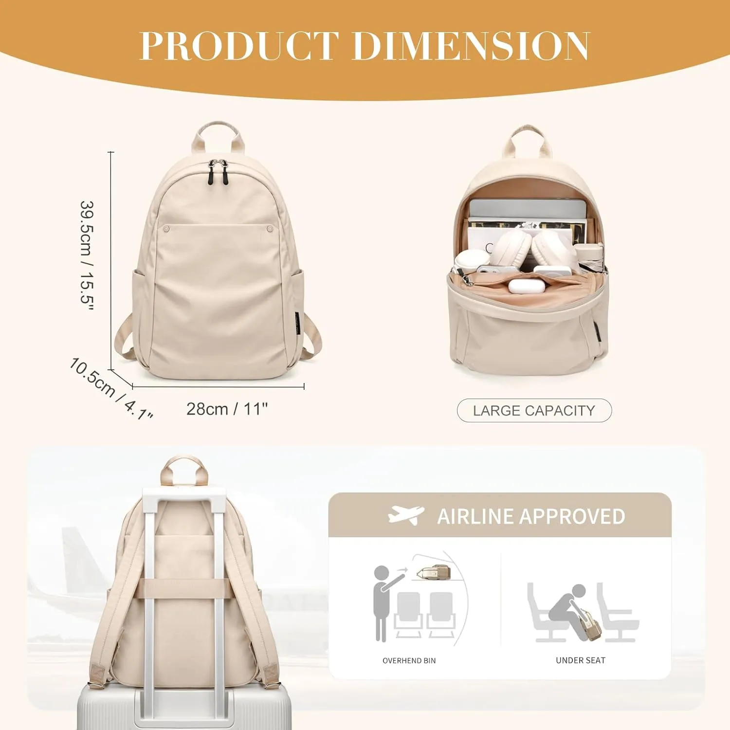 Mini Backpack for Women Fashion Small Backpack Purse Lightweight Daypack for Work Trave Daily,Apricot