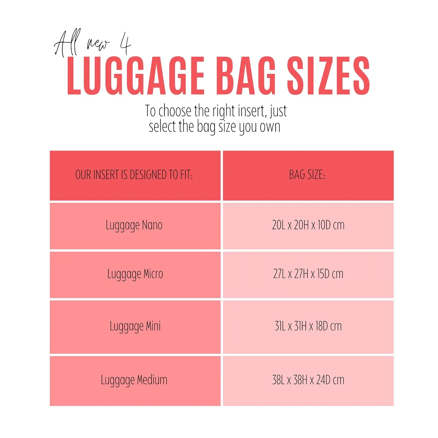 Mini Luggage Bag Organizer Insert Nano Luggage Tote Insert Customizable Premium Felt Handmade Liner protector (Luggage Mini, Bubblegum)
