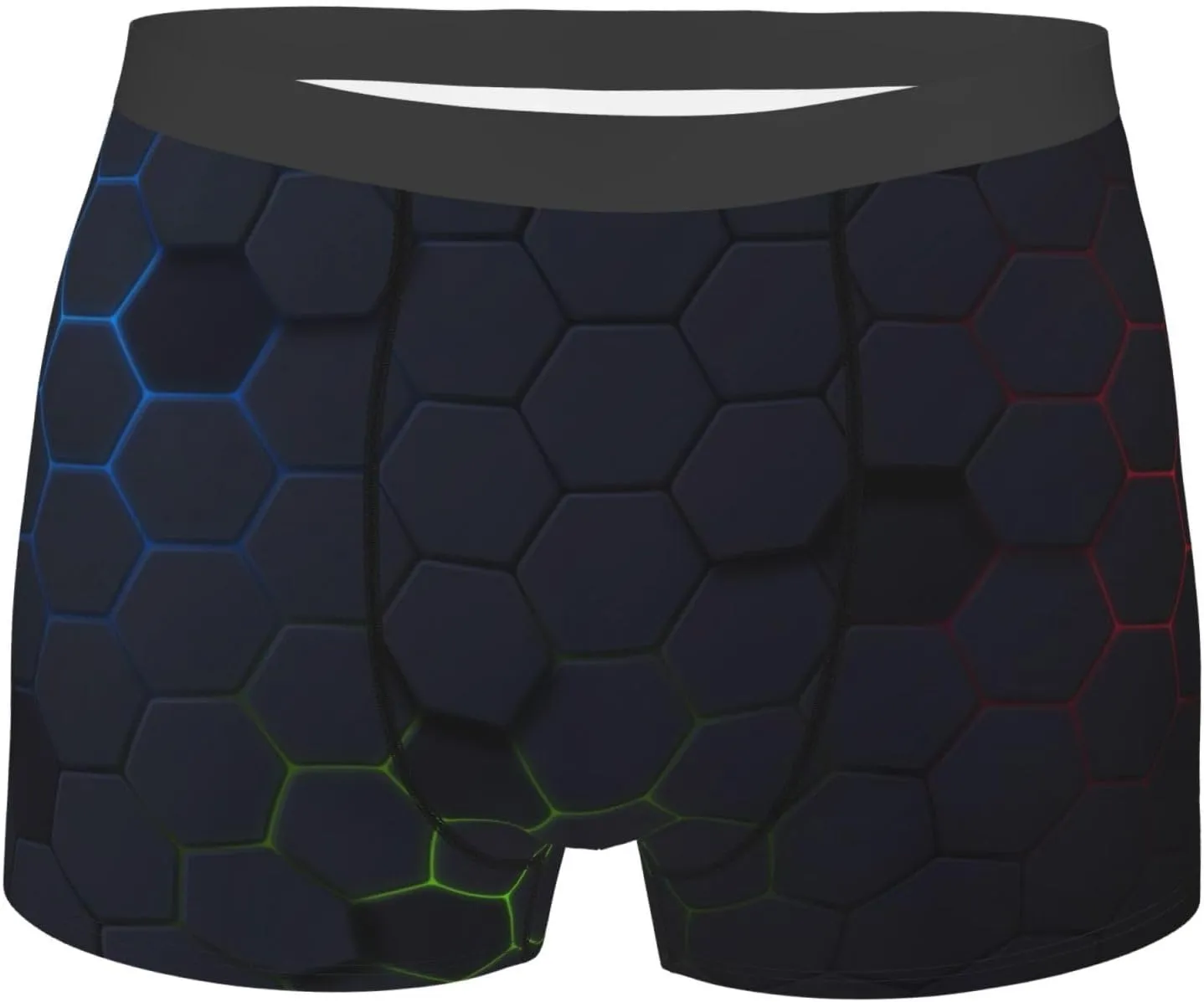 Modern Hexagonal Neon Grid Print Underwear For Men Comfy Cozy Holiday Boxer Briefs