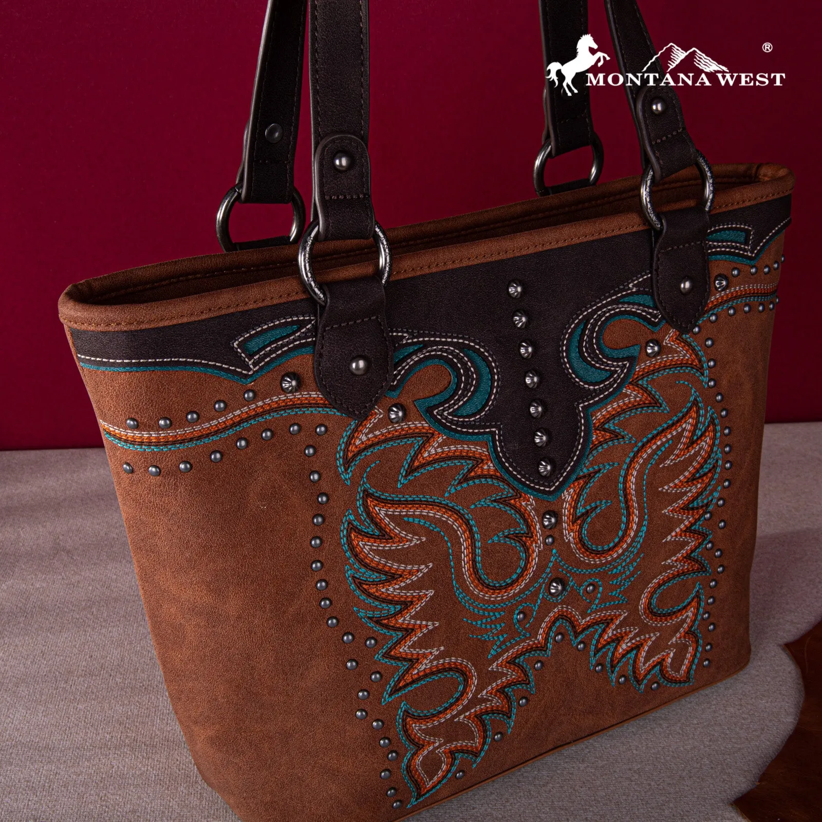 MW1253G-8317  Montana West Embroidered Collection Concealed Carry Tote