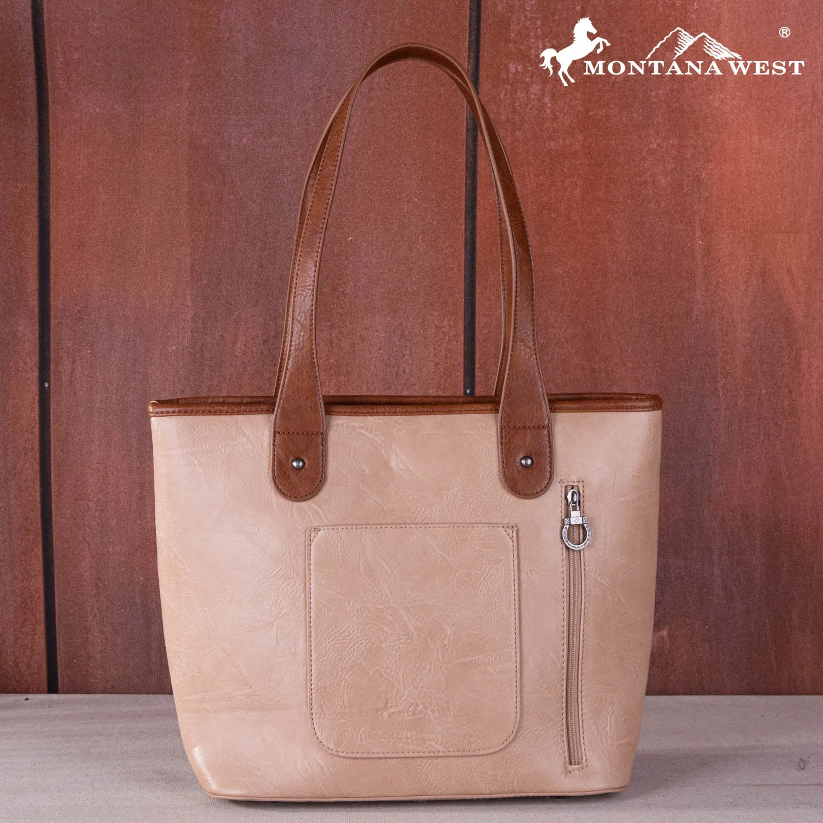 MW1269G-8317  Montana West Embroidered scroll Cut-out Collection Concealed Carry Tote