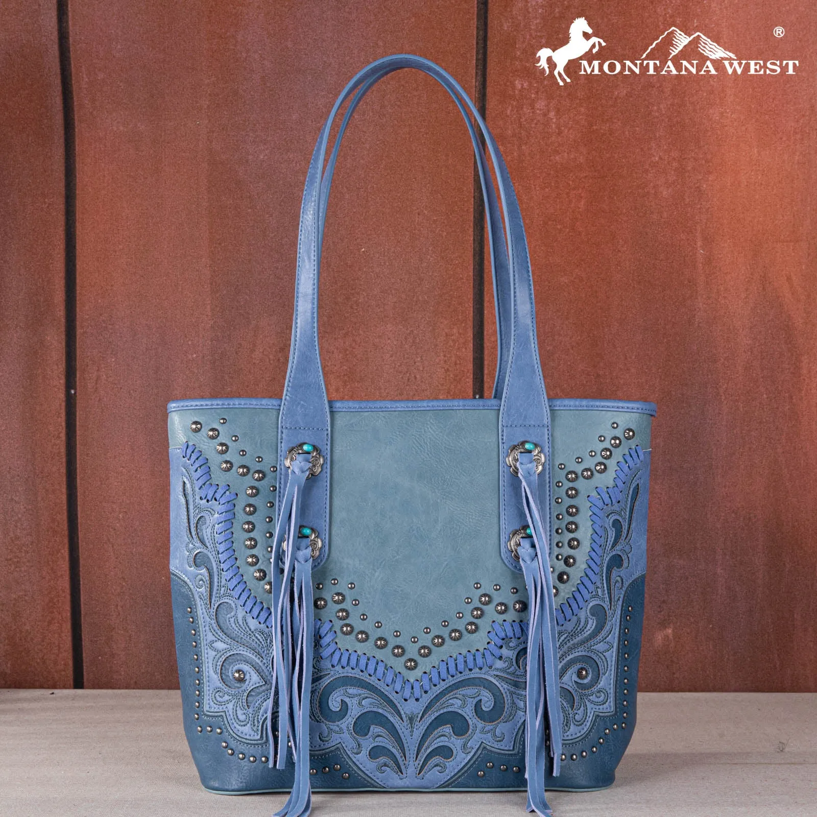 MW1269G-8317  Montana West Embroidered scroll Cut-out Collection Concealed Carry Tote