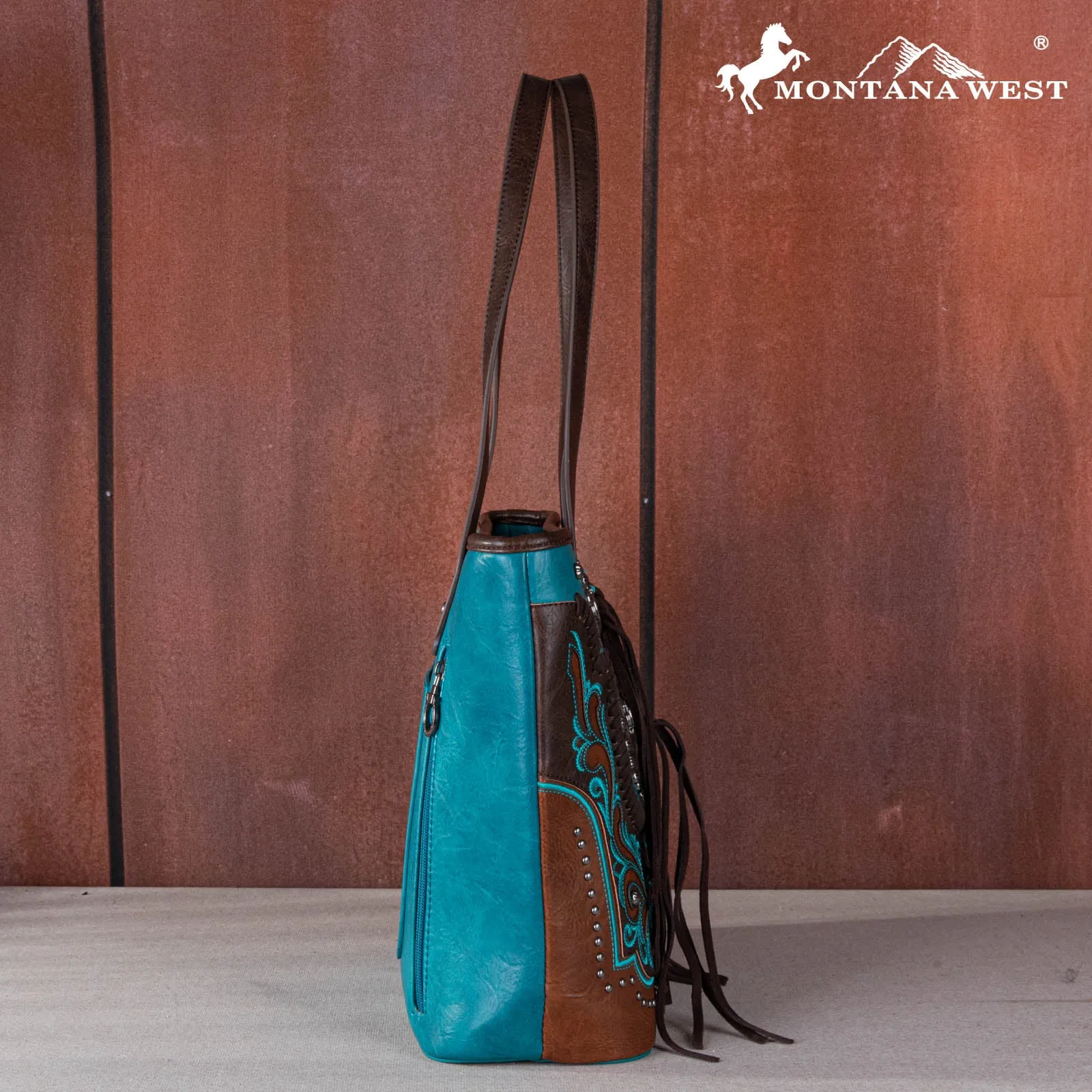 MW1269G-8317  Montana West Embroidered scroll Cut-out Collection Concealed Carry Tote
