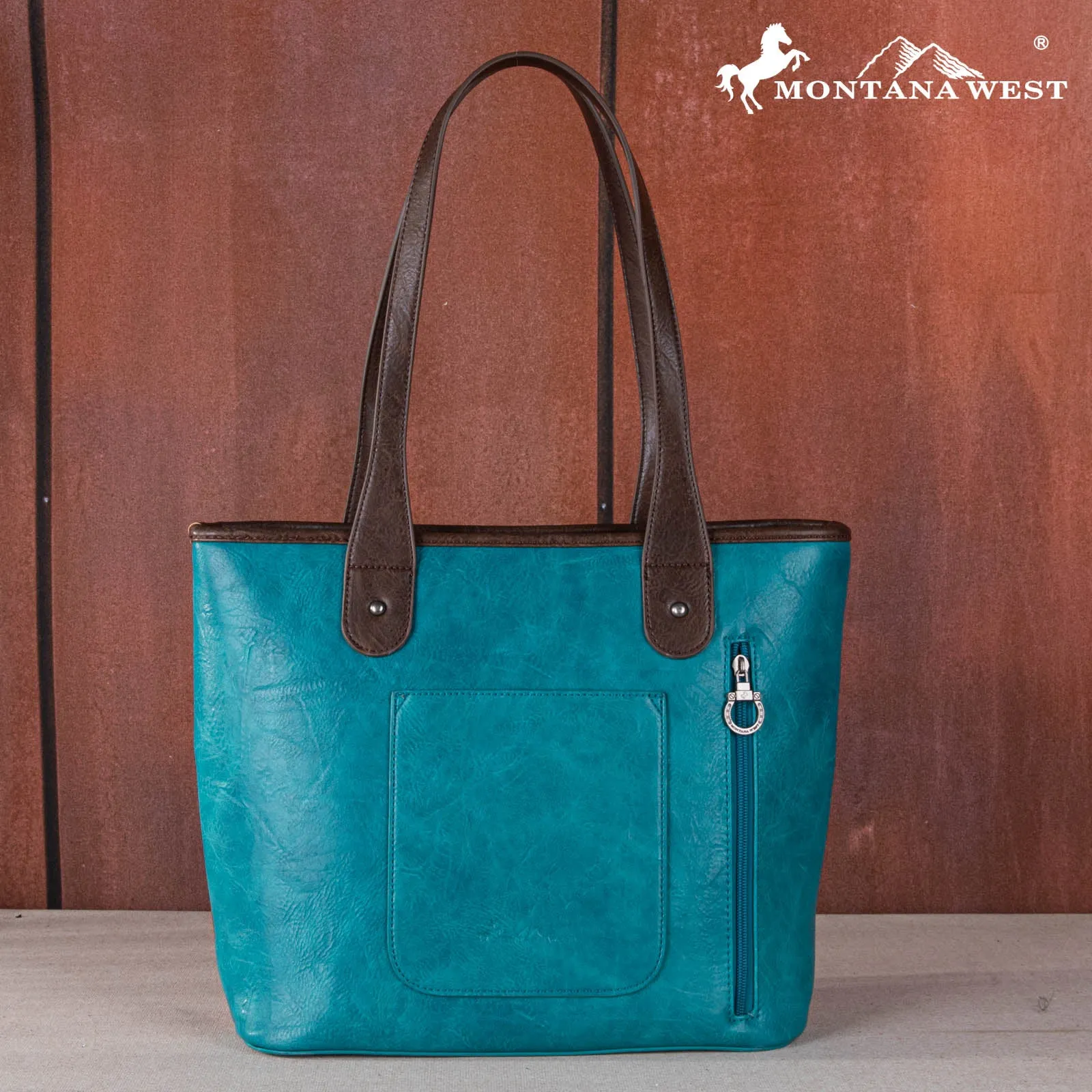 MW1269G-8317  Montana West Embroidered scroll Cut-out Collection Concealed Carry Tote