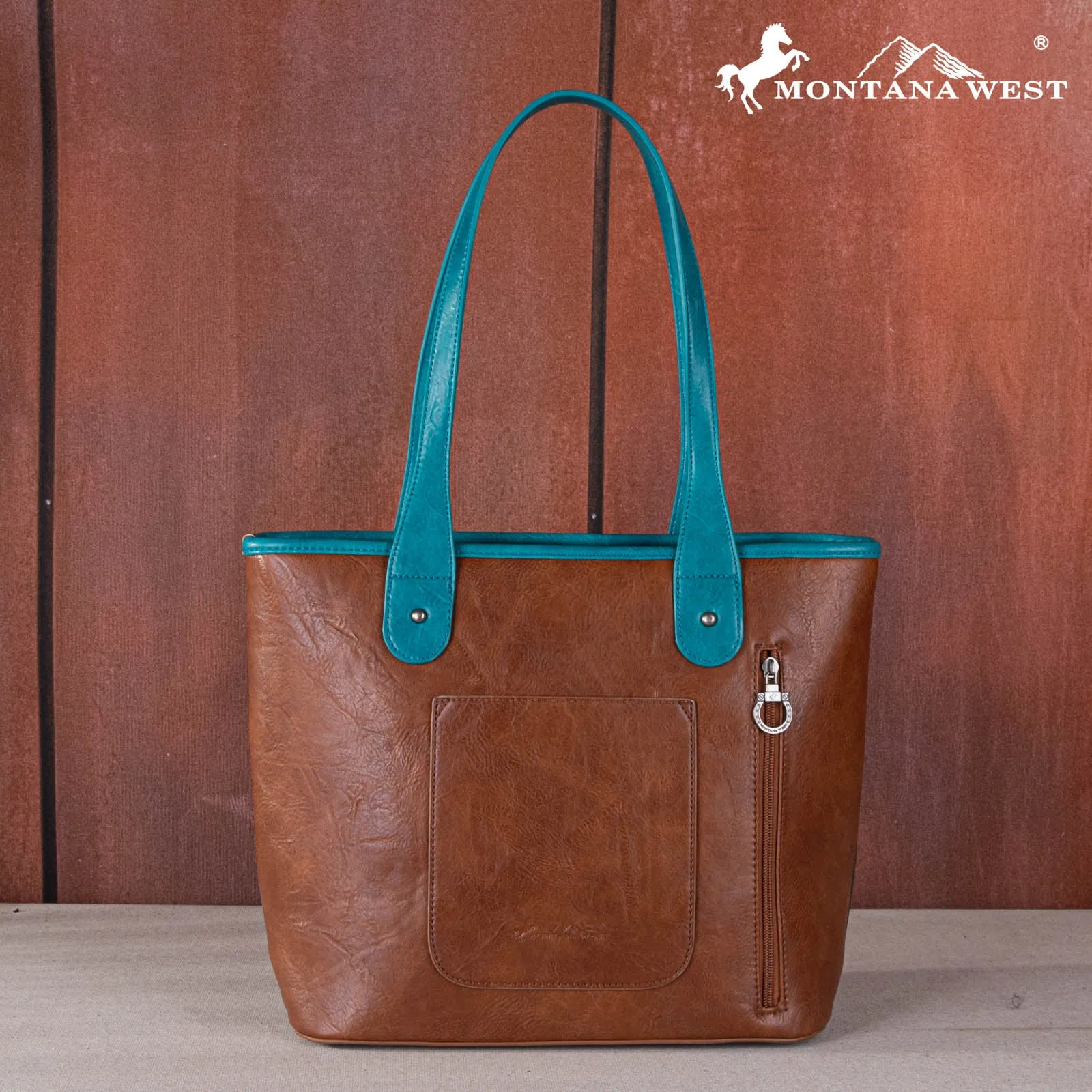 MW1269G-8317  Montana West Embroidered scroll Cut-out Collection Concealed Carry Tote