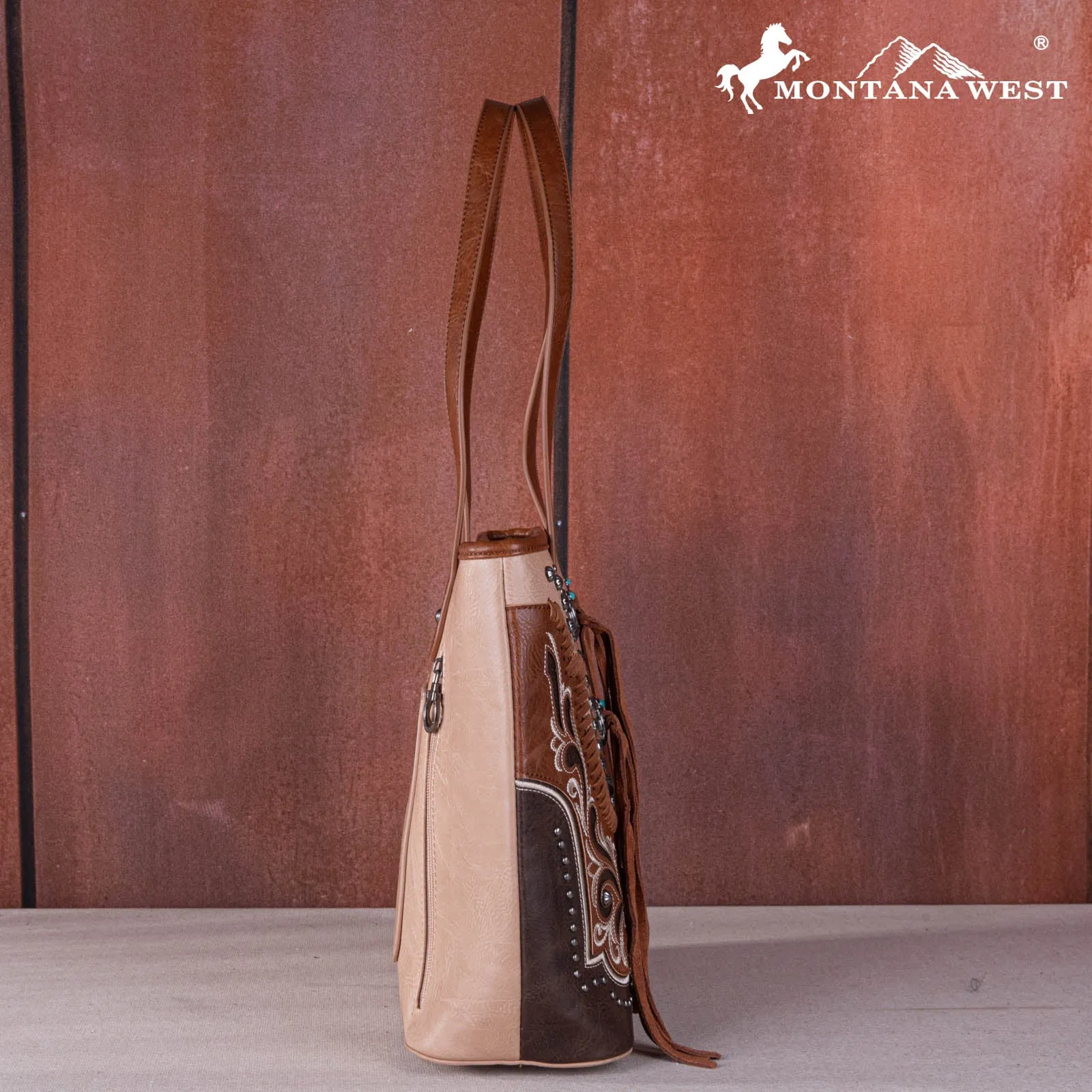 MW1269G-8317  Montana West Embroidered scroll Cut-out Collection Concealed Carry Tote