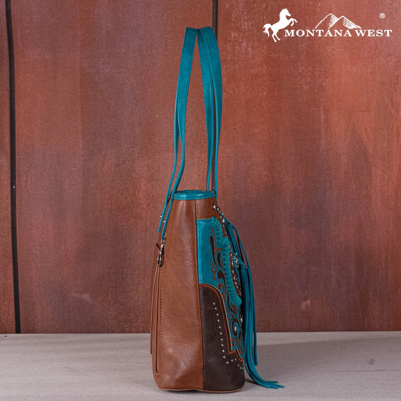 MW1269G-8317  Montana West Embroidered scroll Cut-out Collection Concealed Carry Tote