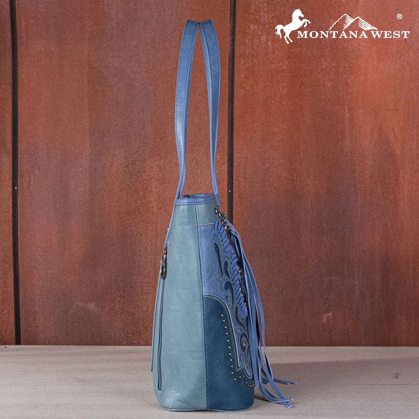 MW1269G-8317  Montana West Embroidered scroll Cut-out Collection Concealed Carry Tote