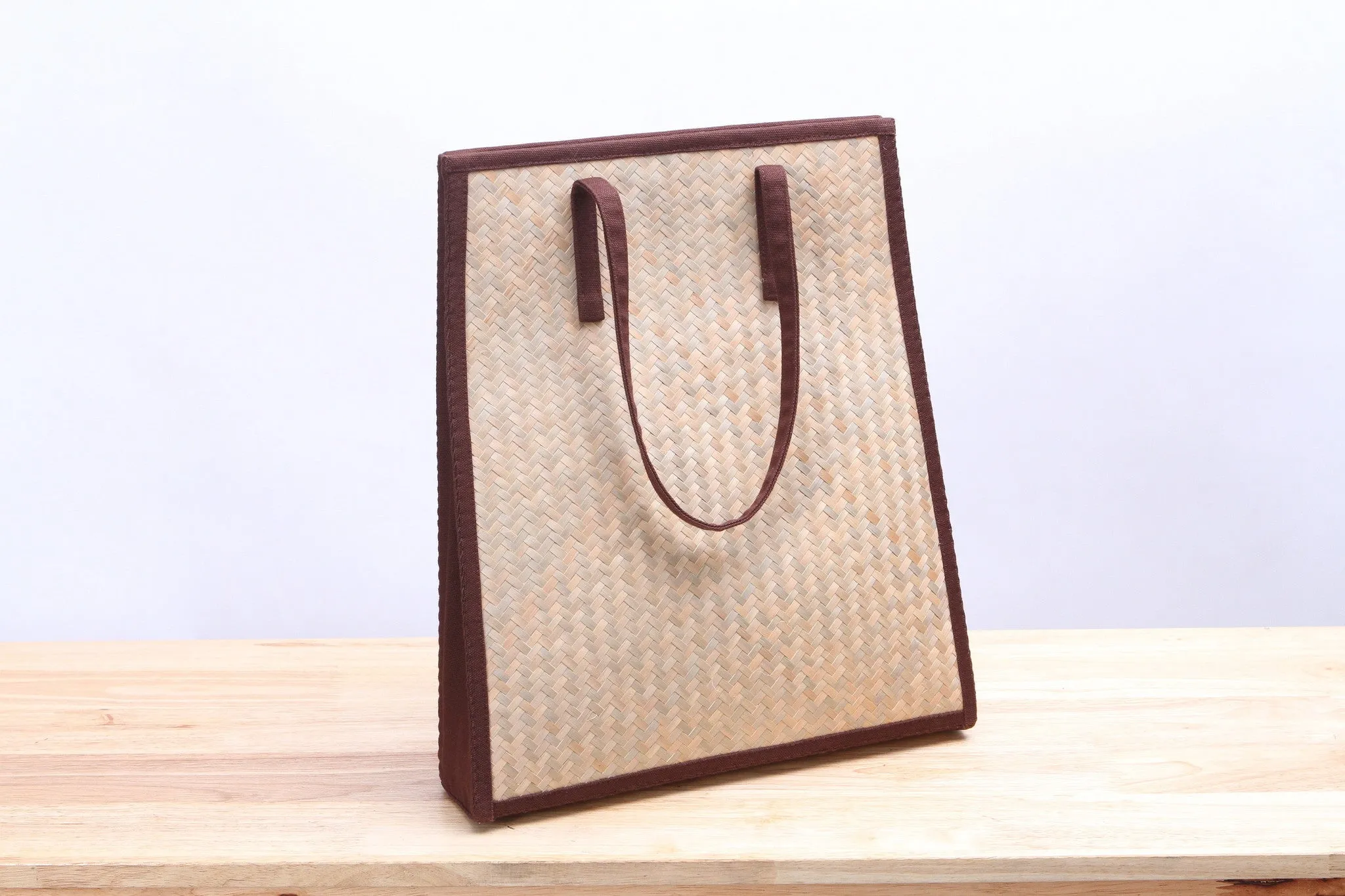 Nattira - Reed Woven Tote Bag (Brown)
