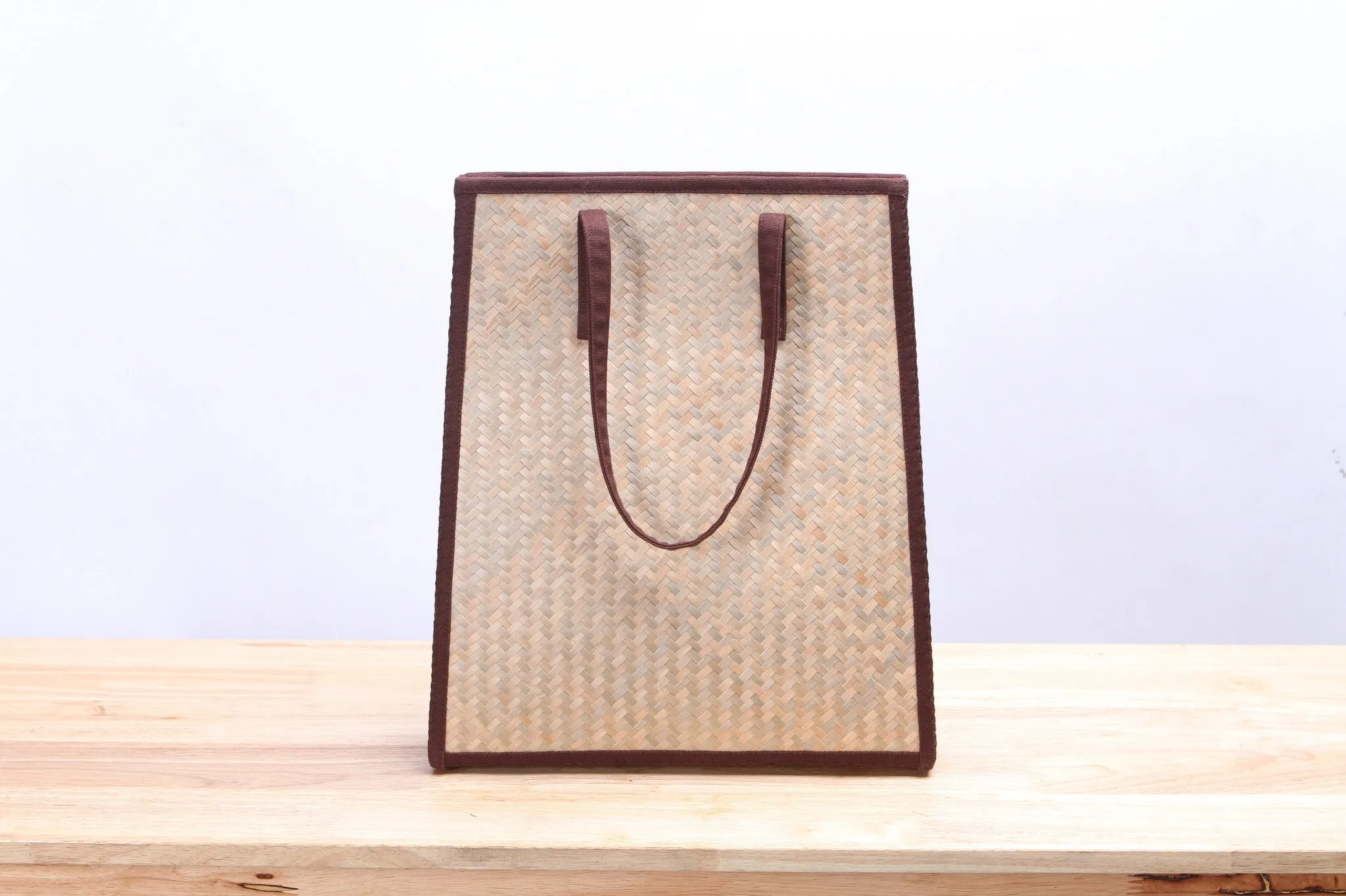 Nattira - Reed Woven Tote Bag (Brown)