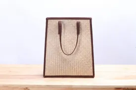Nattira - Reed Woven Tote Bag (Brown)