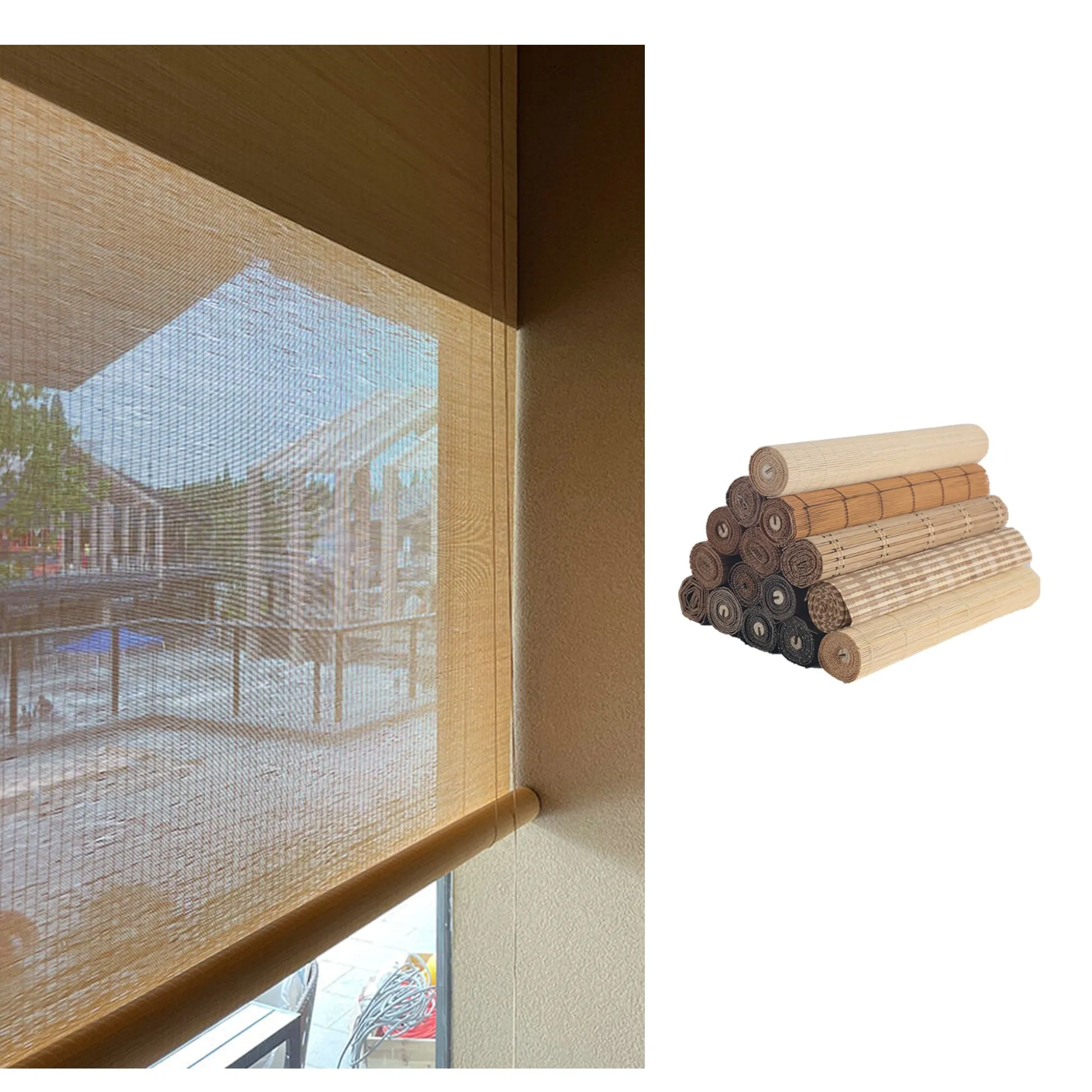 Natural Bamboo Zen Vibes Window Roller Shade Blinds