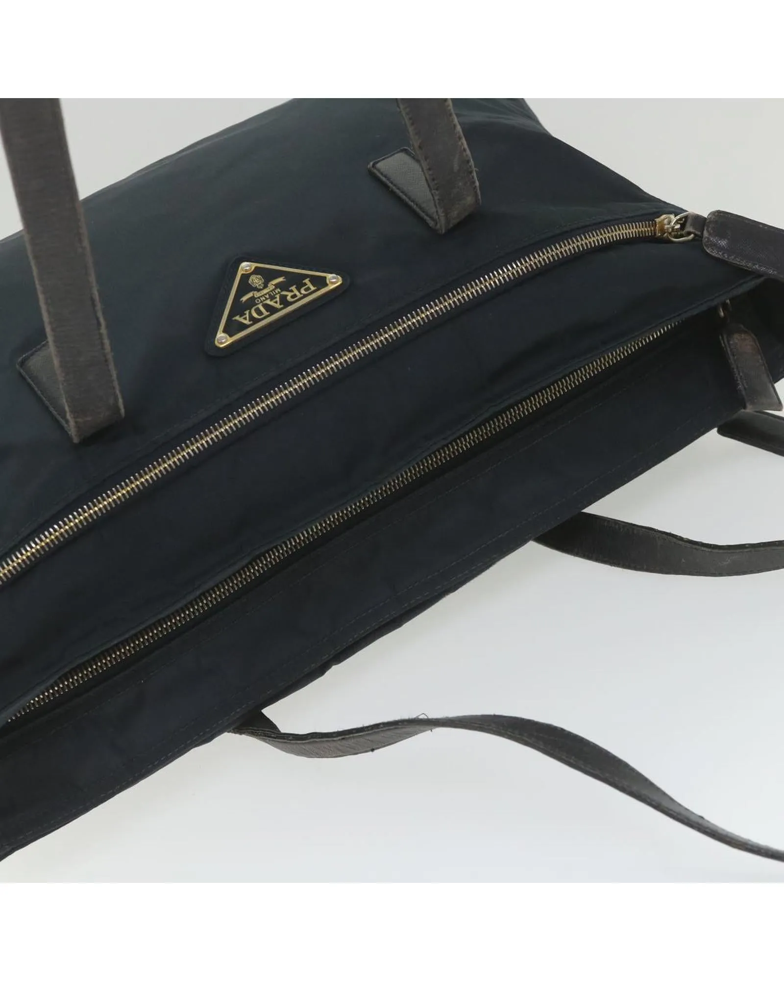 Navy Nylon Tote Bag with Scratches and Rubbing