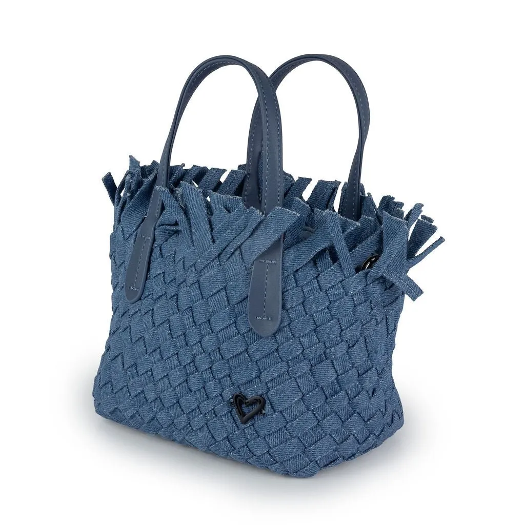 NEW Barrie Mini Woven Tote (Fringe Top) - Denim