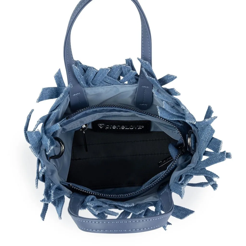 NEW Barrie Mini Woven Tote (Fringe Top) - Denim