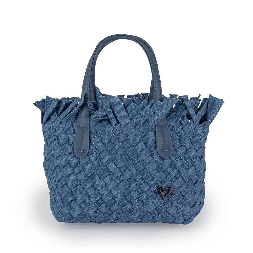 NEW Barrie Mini Woven Tote (Fringe Top) - Denim