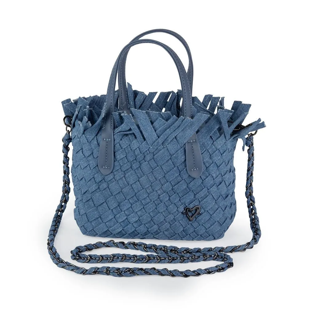 NEW Barrie Mini Woven Tote (Fringe Top) - Denim
