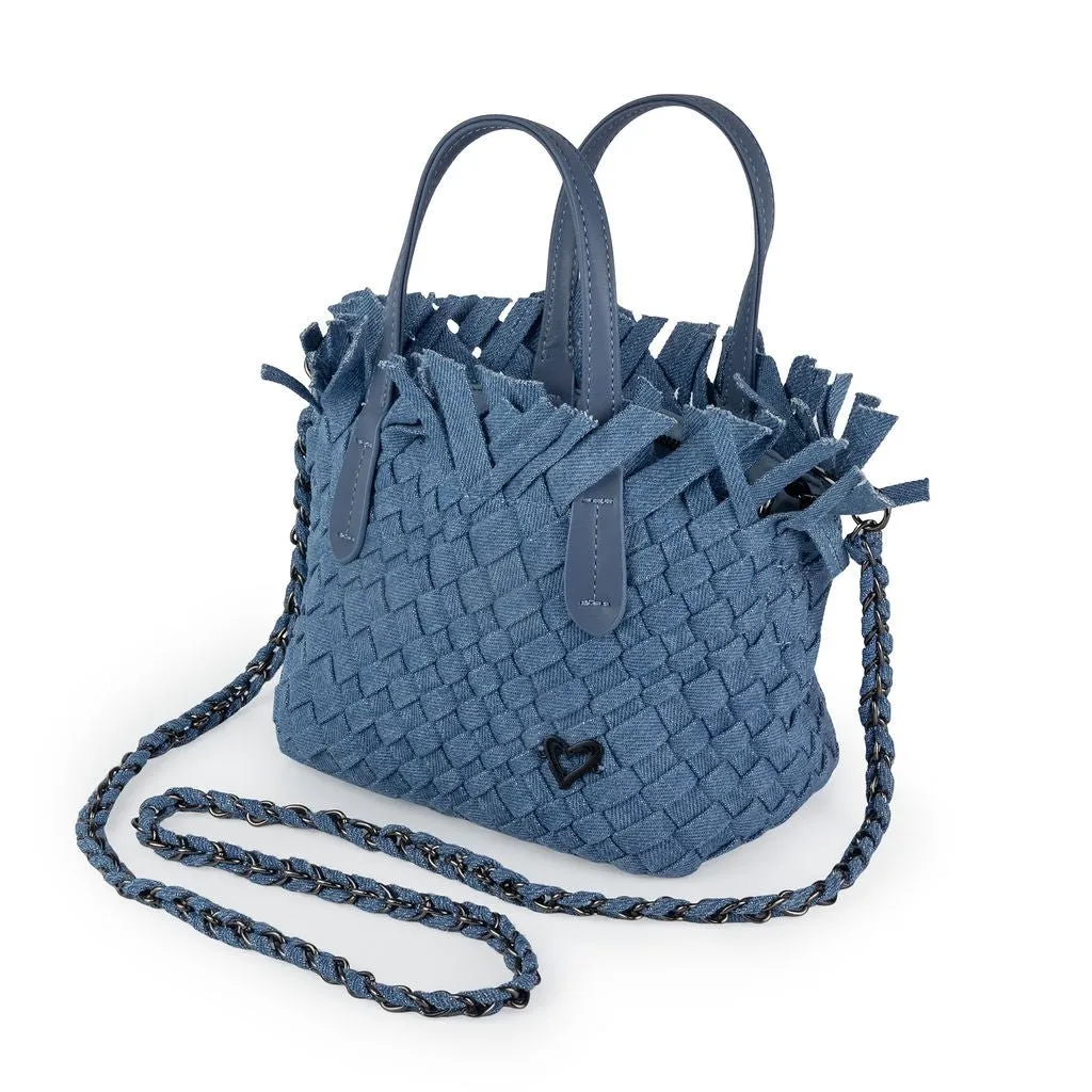 NEW Barrie Mini Woven Tote (Fringe Top) - Denim