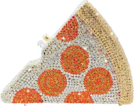 Novelty 3D Pizza Shape Women Crystal Clutch Evening Bag Party Prom Dinner Rhinestone Clutch Purses and Handbags,Mini