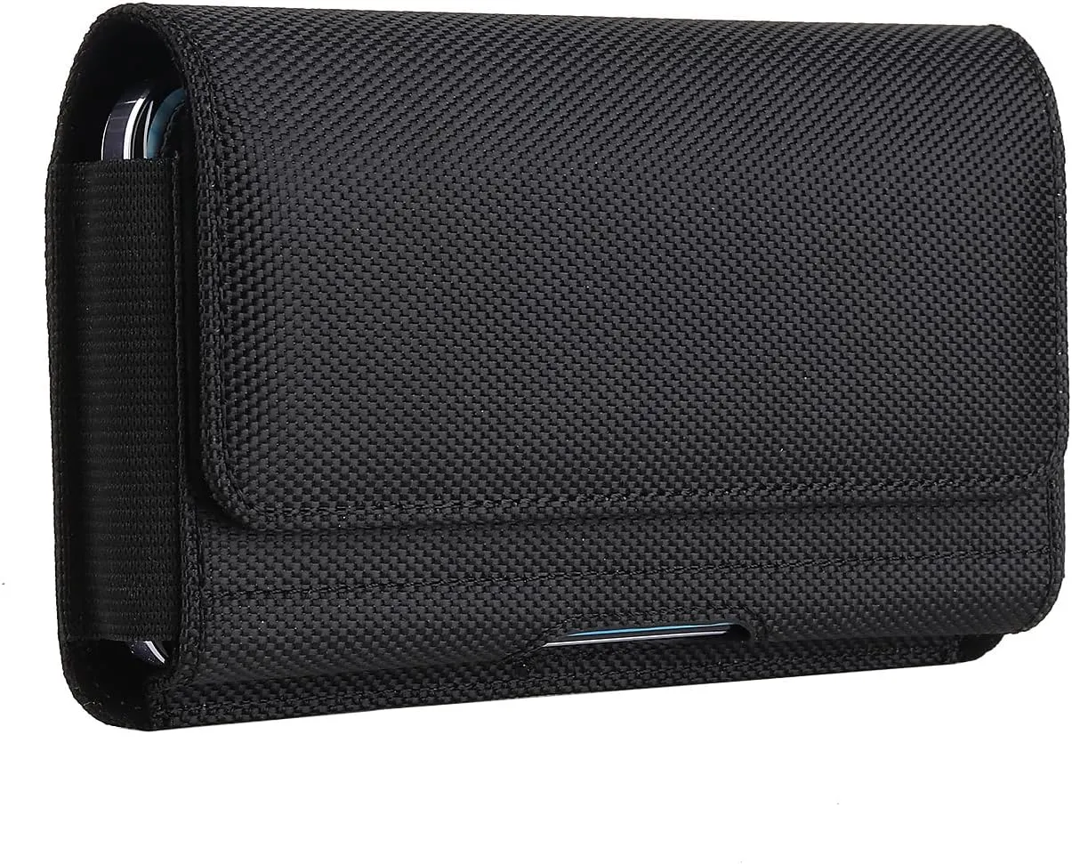 Nylon Cell Phone Holster Belt Clip Case Pouch Holder for Google Pixel 7a 8a 8 5 4 3 6a 4a, Samsung Galaxy S24 S23 S22, iPhone 15, 15 Pro, 14, 14 Pro, 13, 13 Pro, 12, 12 Pro, 11, 11 Pro, XS, XR (M)