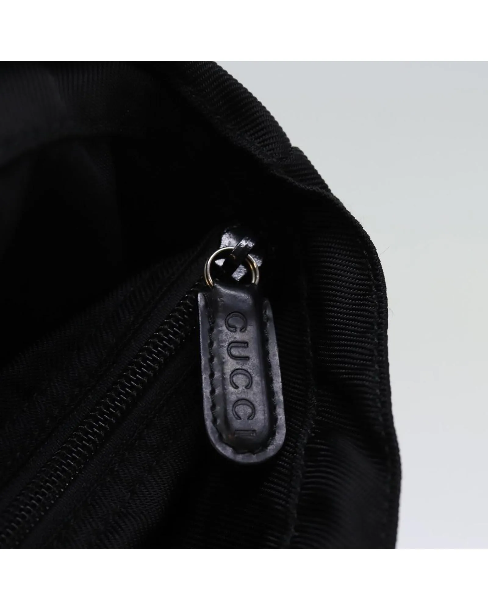 Nylon Hand Bag with Bamboo Handle - Black