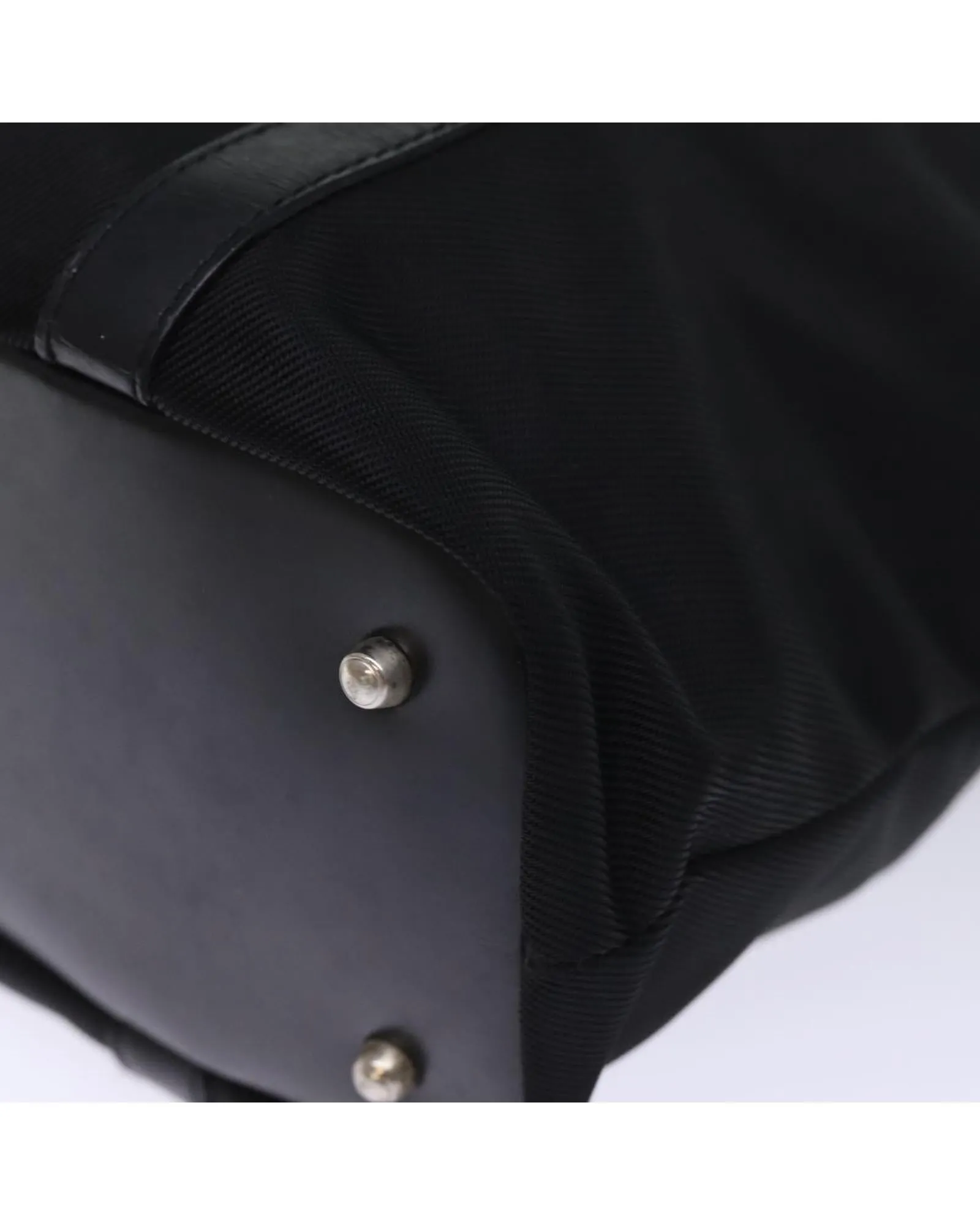 Nylon Hand Bag with Bamboo Handle - Black