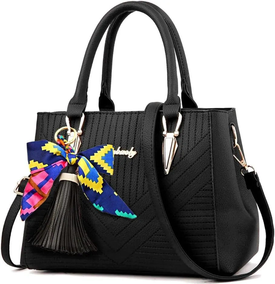 QTMY Silk Ribbon Bow Tassel Bag Pendant Charm Keyring Keychain for Women Purse Handbag Decor