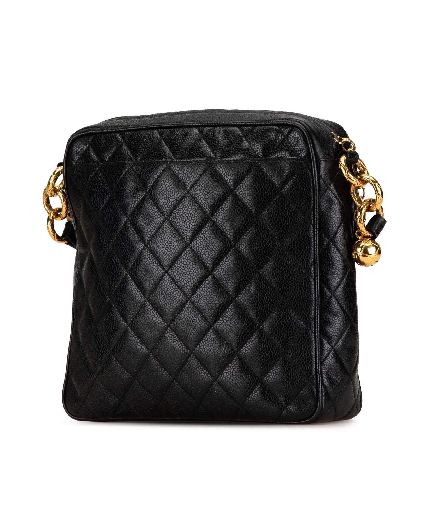 Quilted Caviar Ball Charm Pocket Crossbody Bag with CC Turn Lock Closure