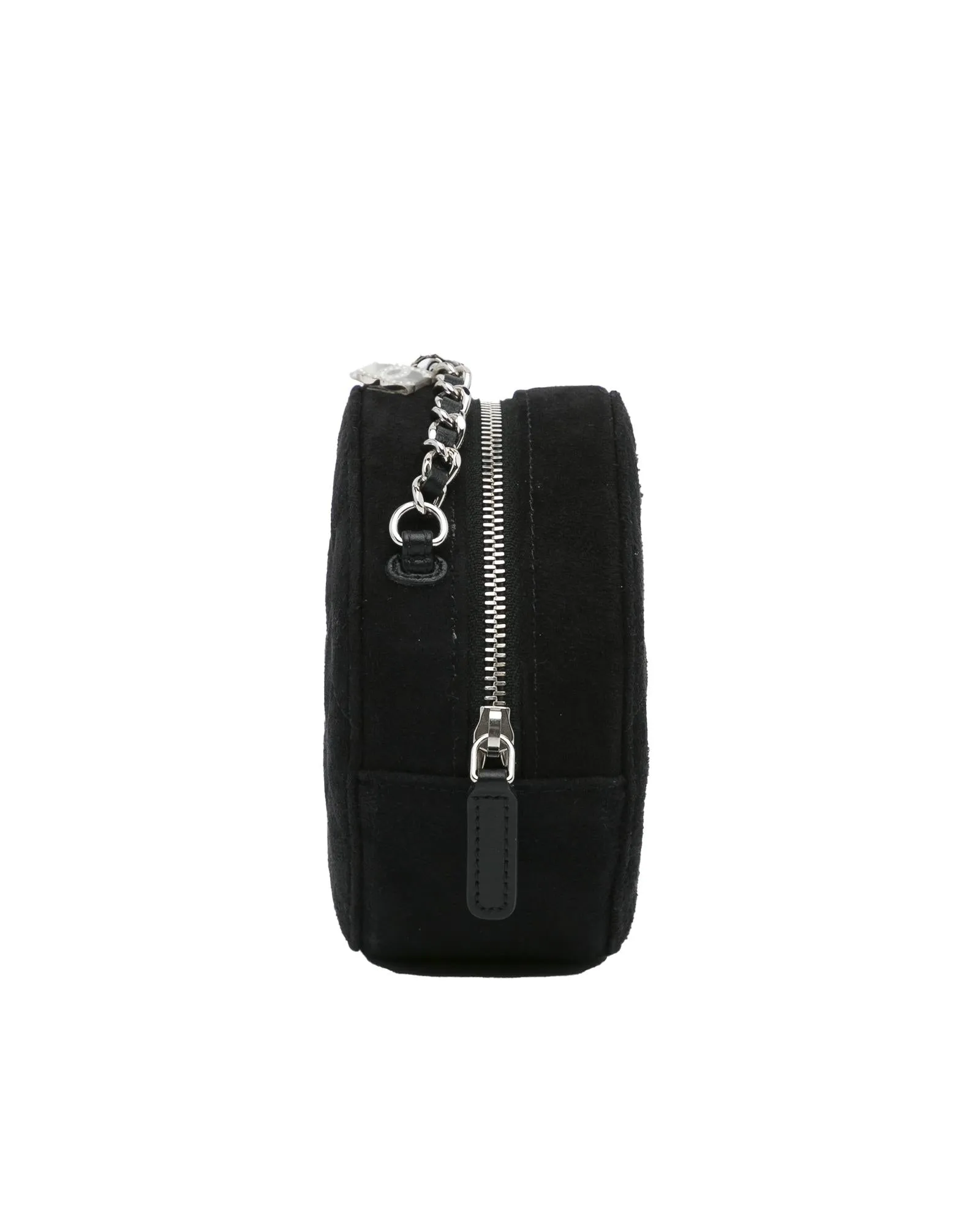 Quilted Suede Round Crossbody Clutch