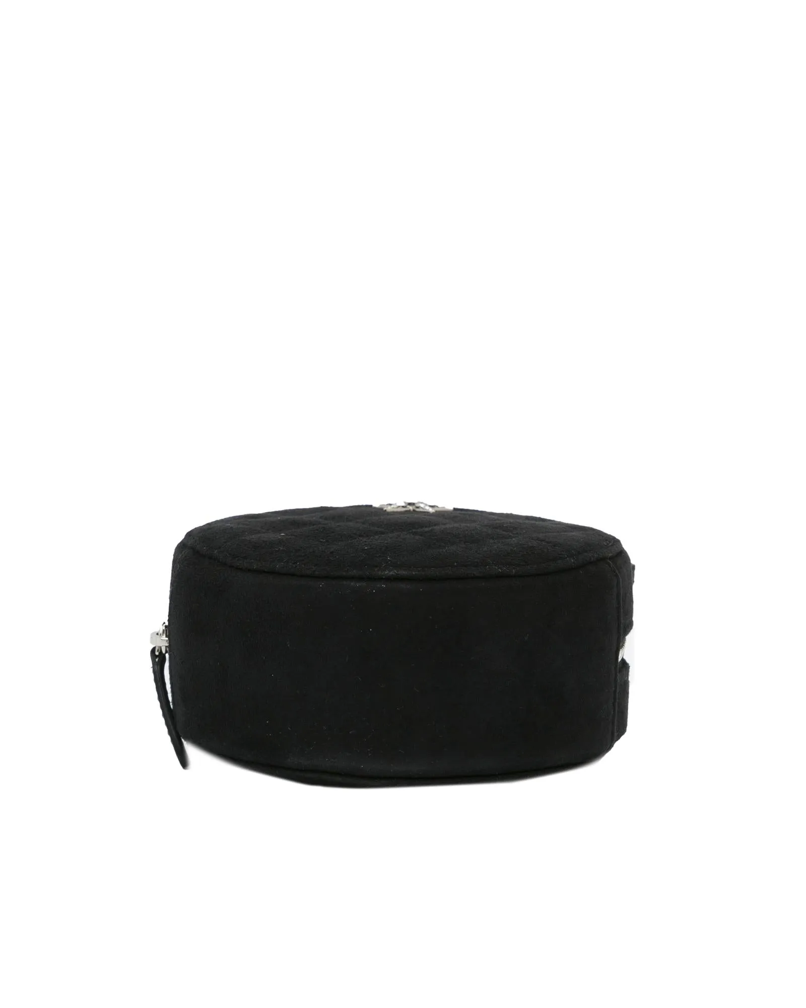Quilted Suede Round Crossbody Clutch